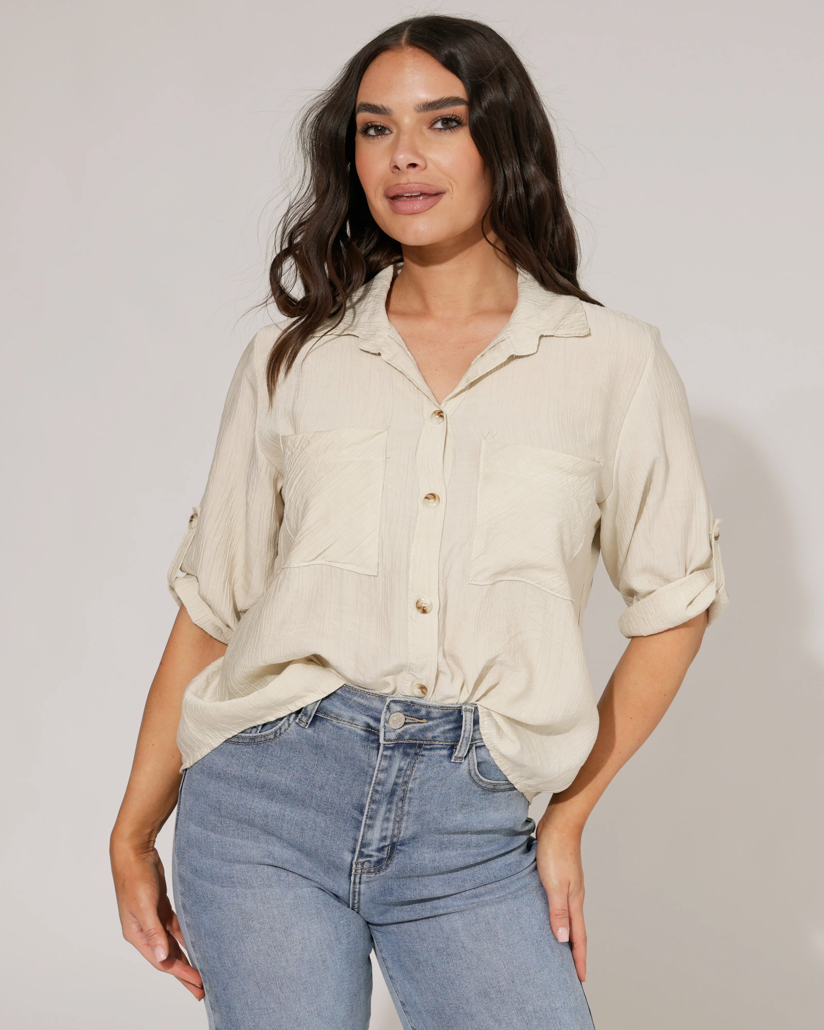 Blouse met knoop Milou Beige
