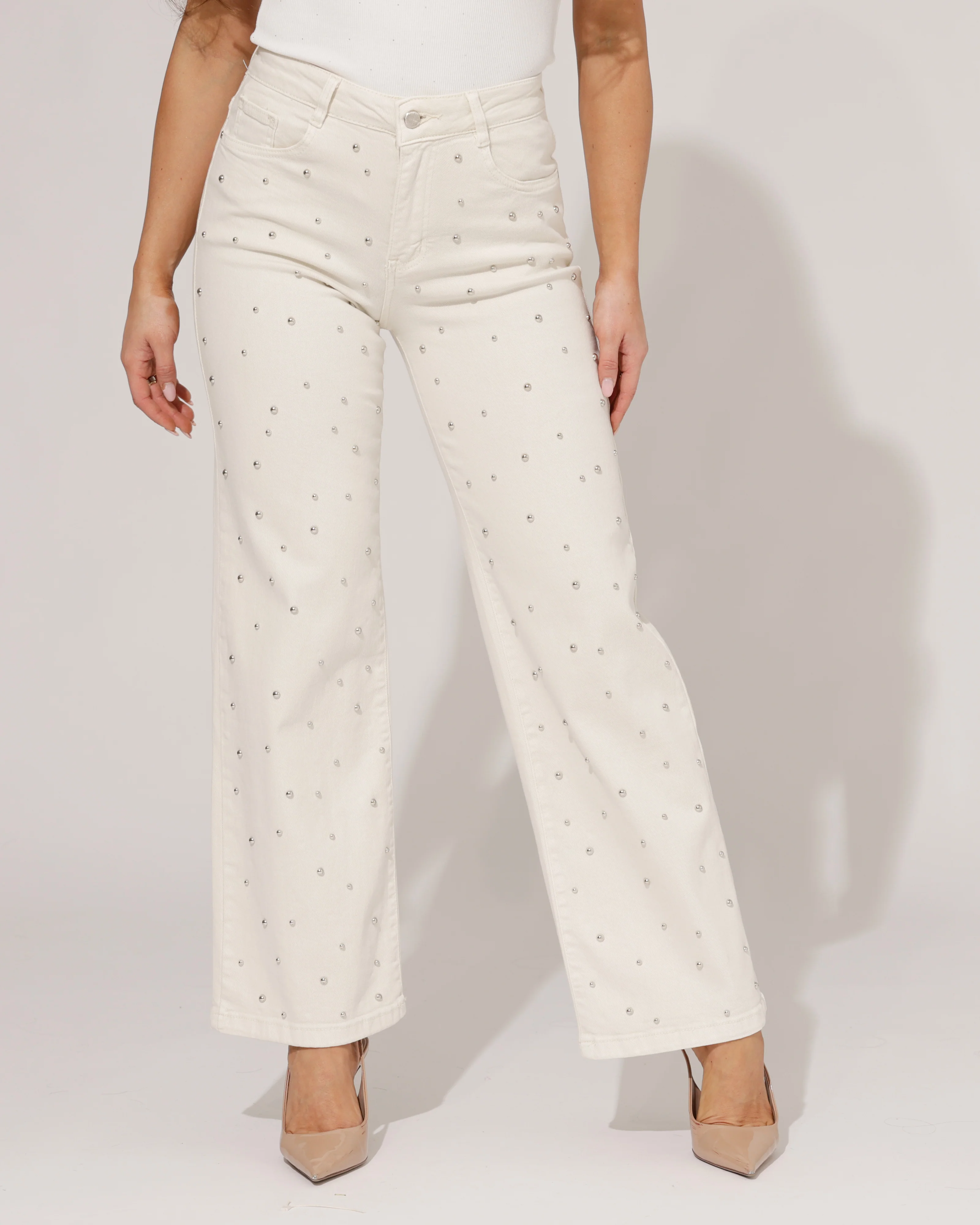 Folyrose | Wide leg jeans Nola-C Beige