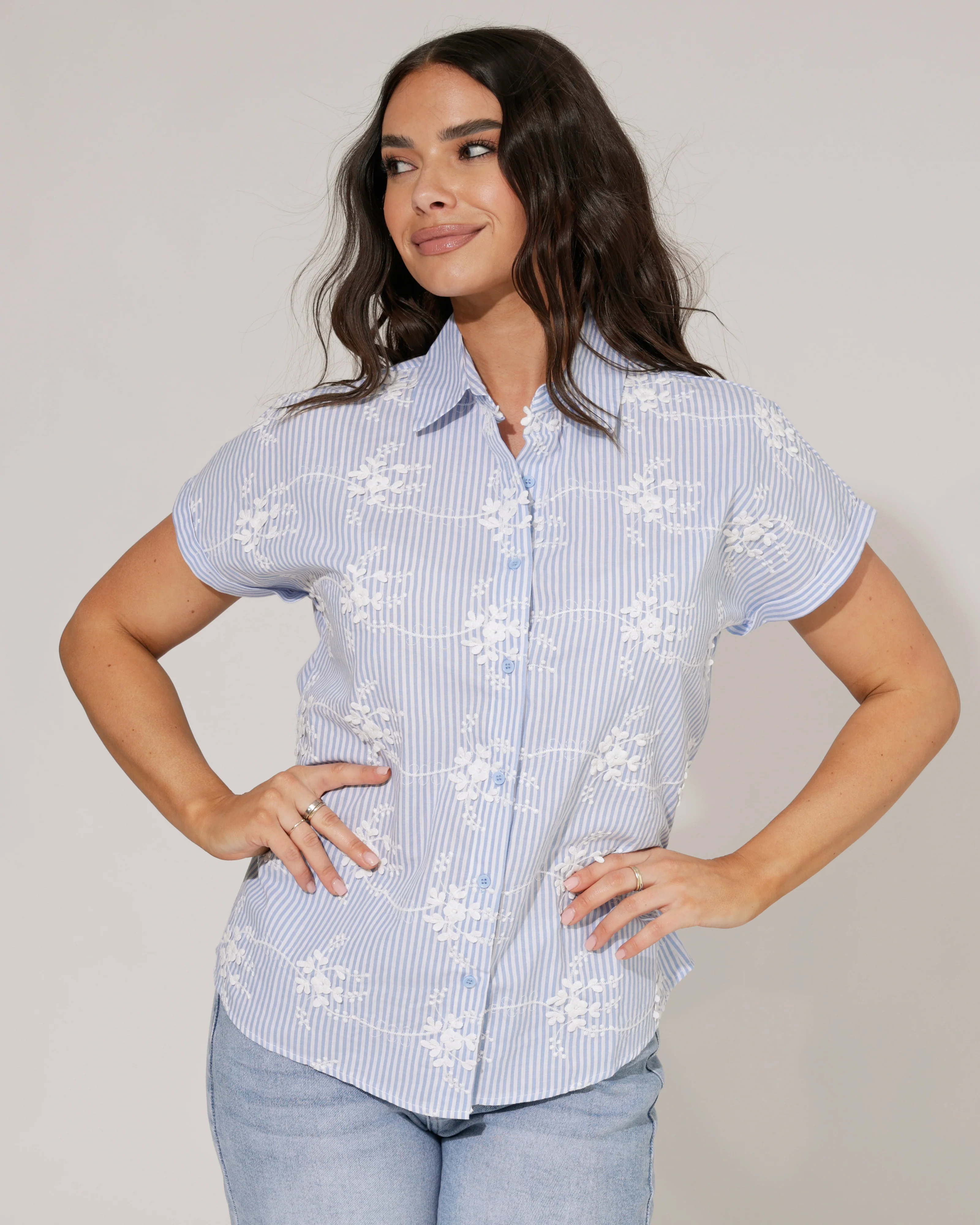 Gestreepte blouse Lizzy Blauw