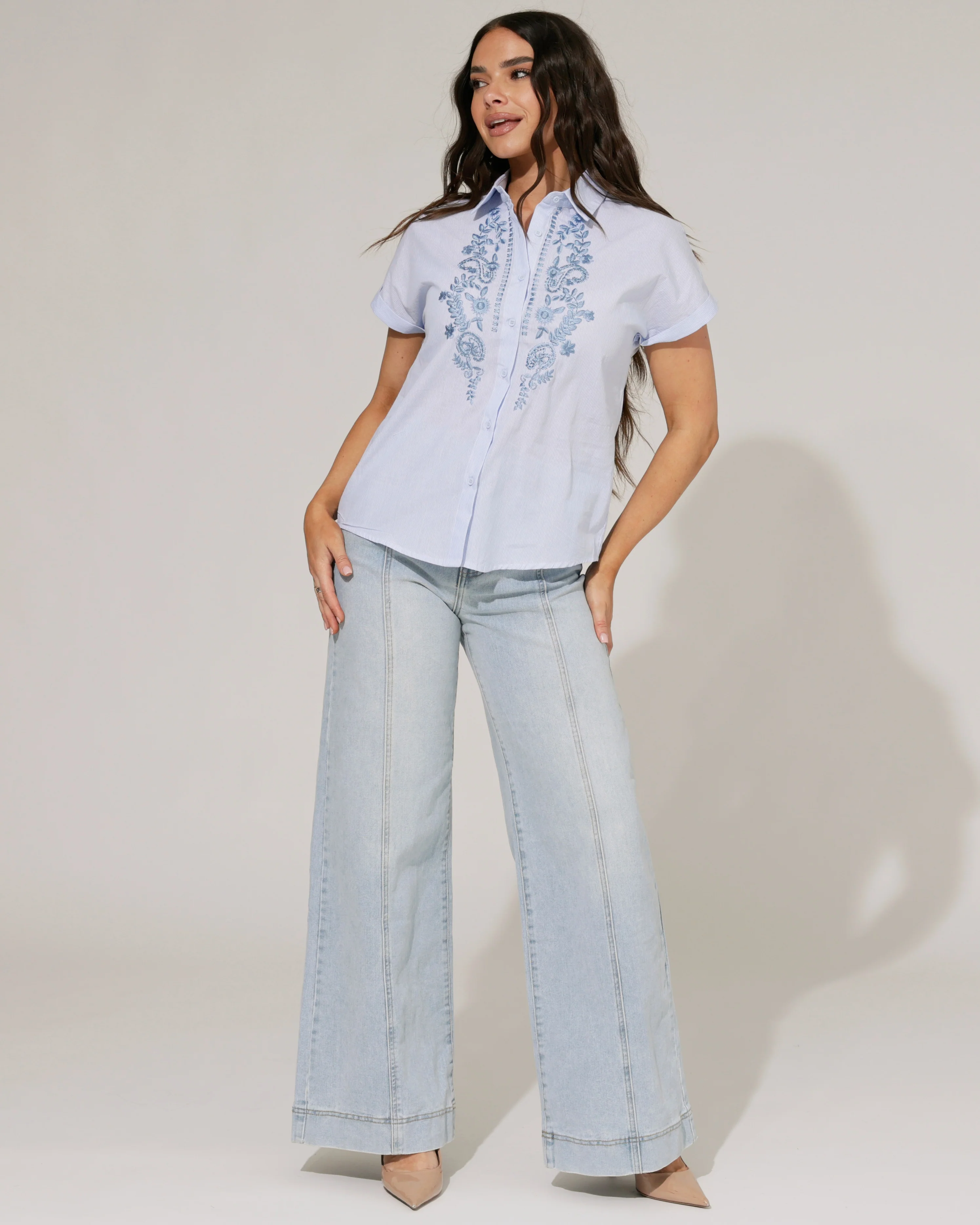 Gestreepte blouse Nina Blauw - Image 2
