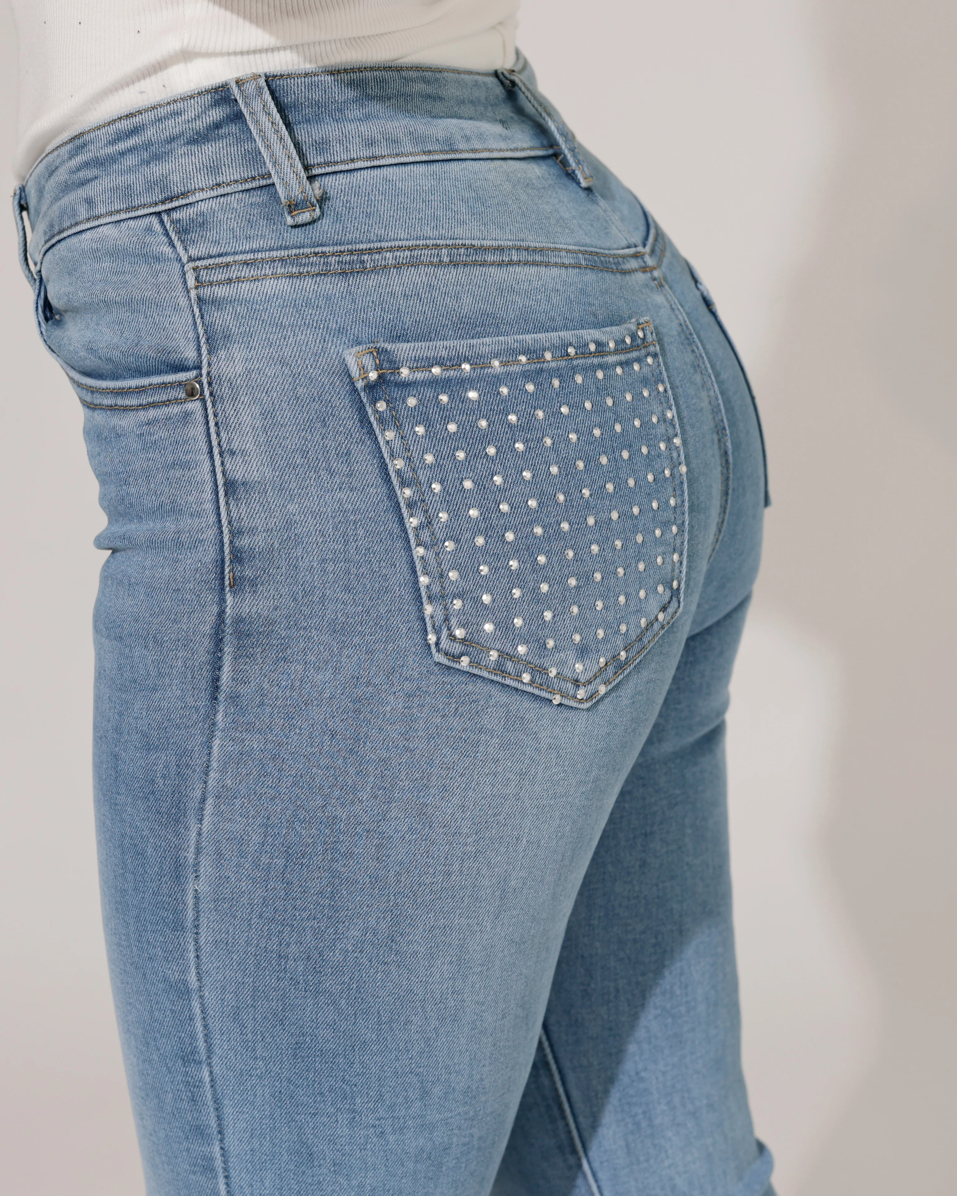 Goodies | Flared jeans strass-zak Iris Blauw - Image 3