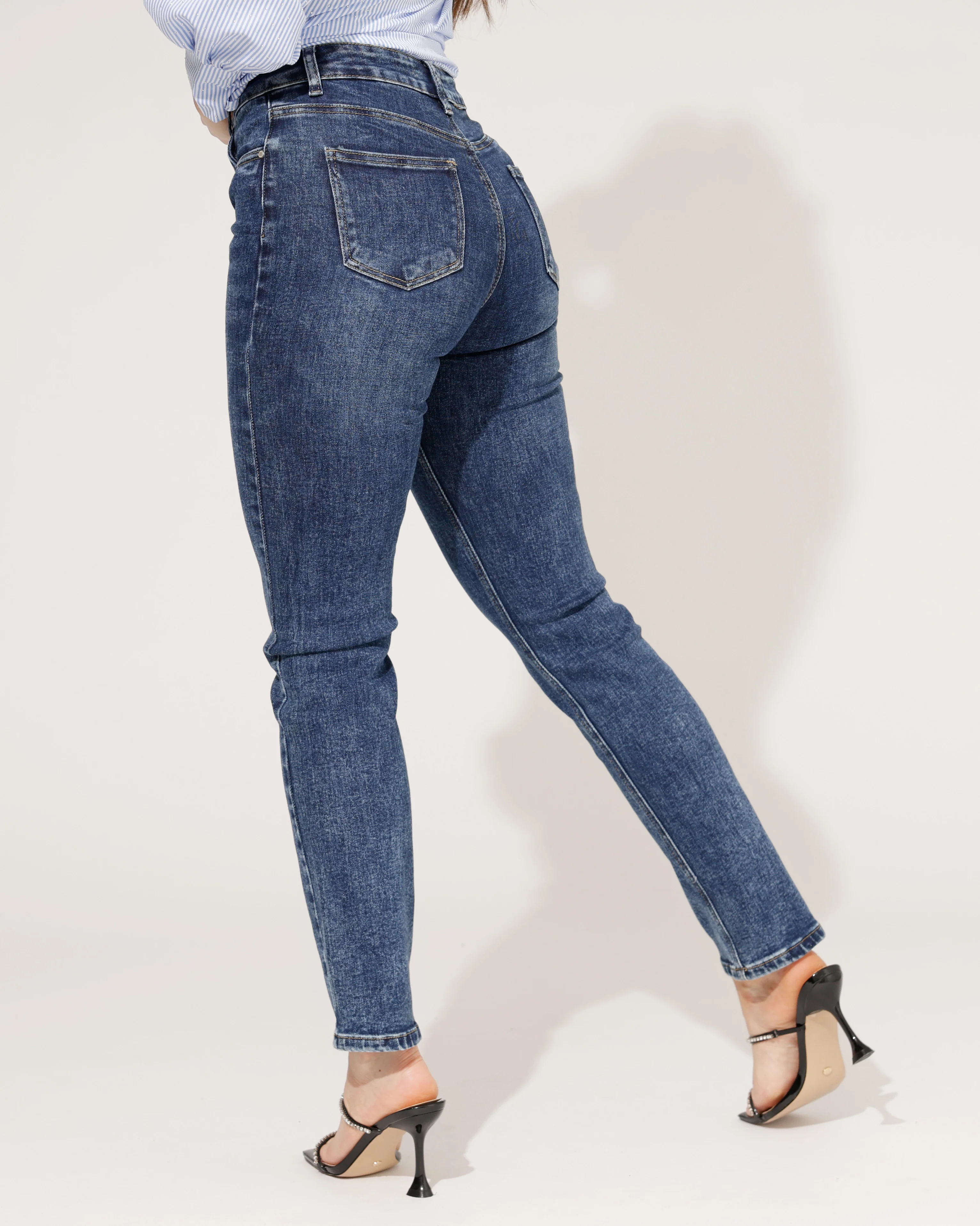Goodies | Mom jeans Cee Donkerblauw - Image 3