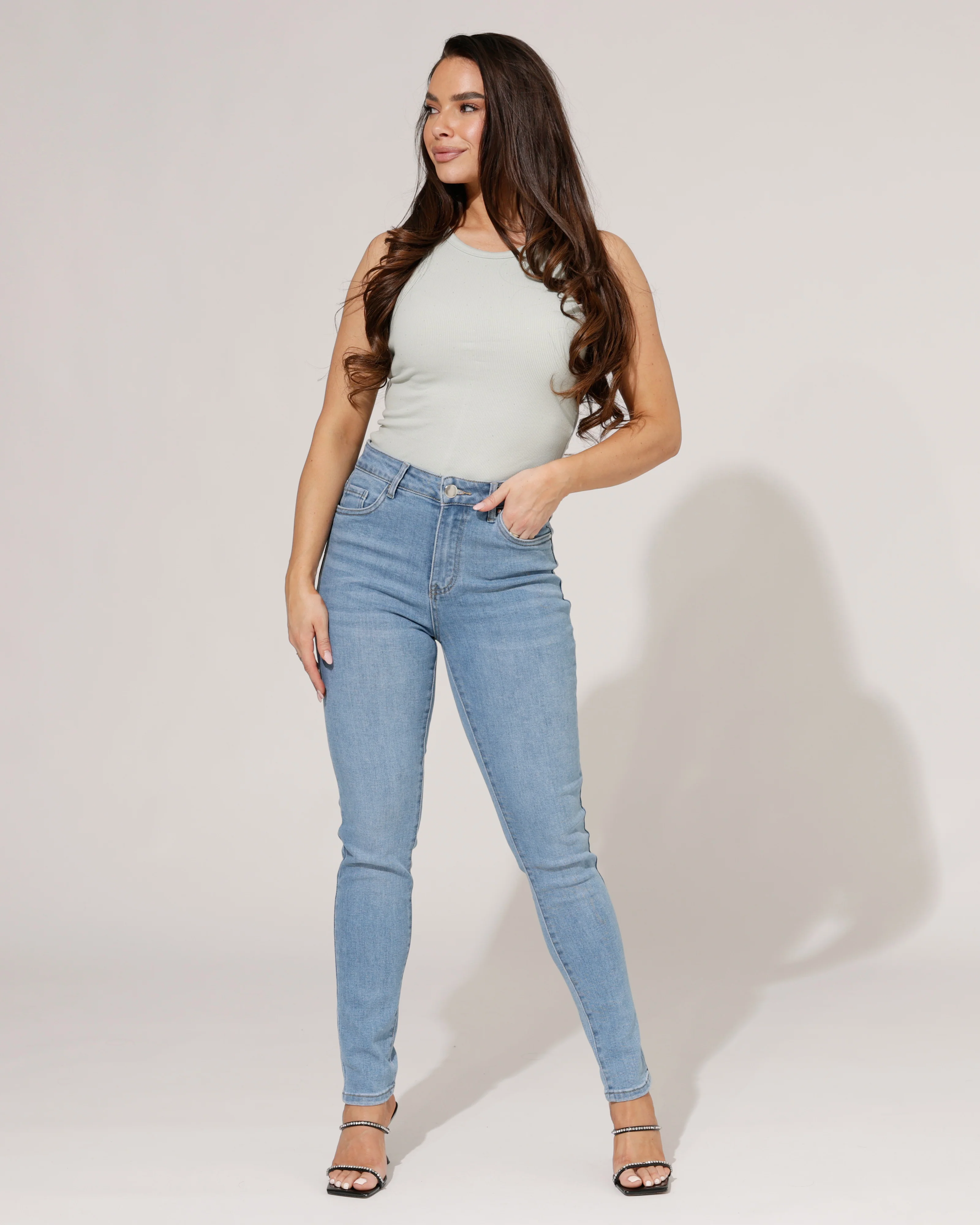 Goodies | Skinny jeans strass-zak Vivey Blauw