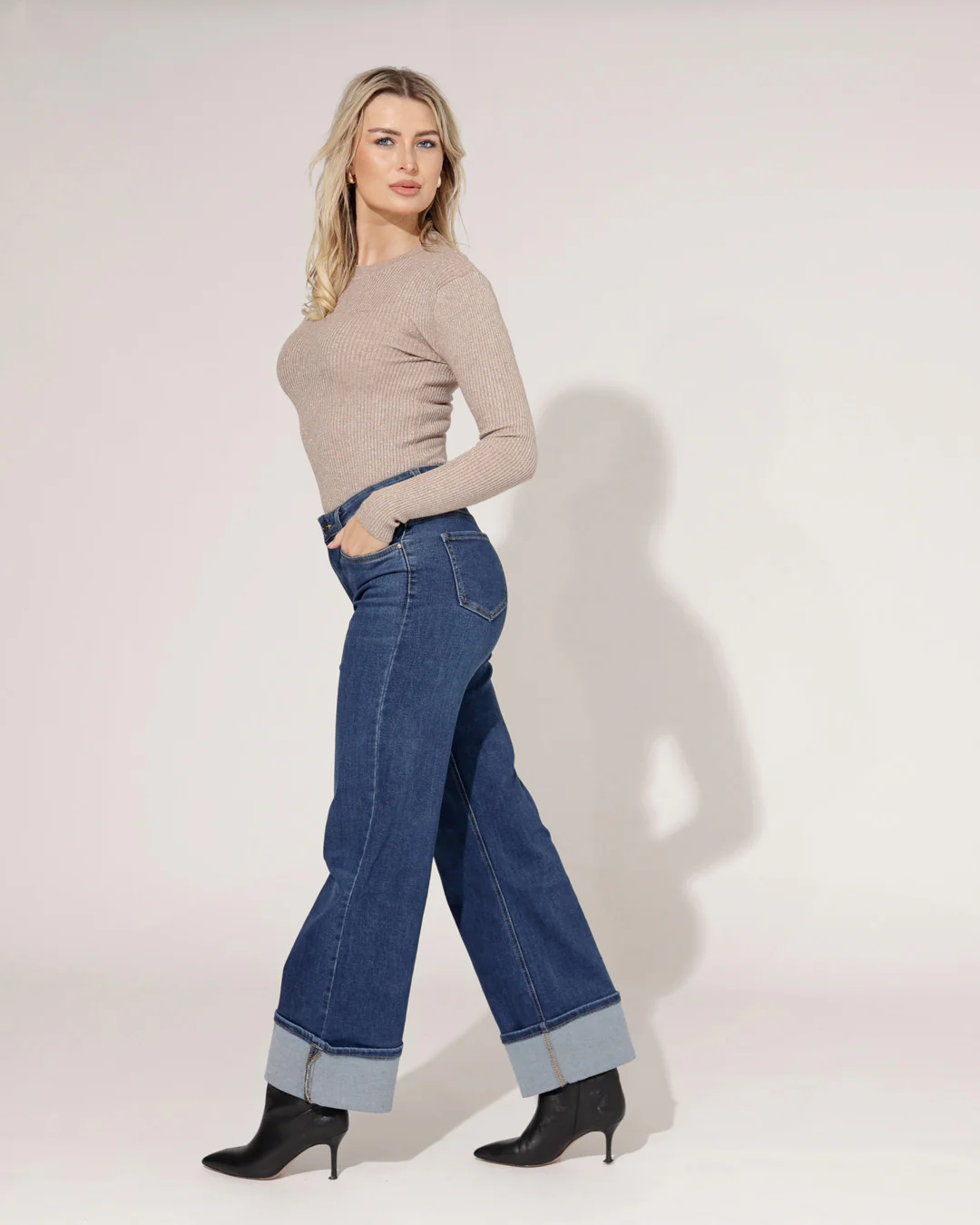 Goodies | Wide leg jeans Kristy Donkerblauw - Image 3