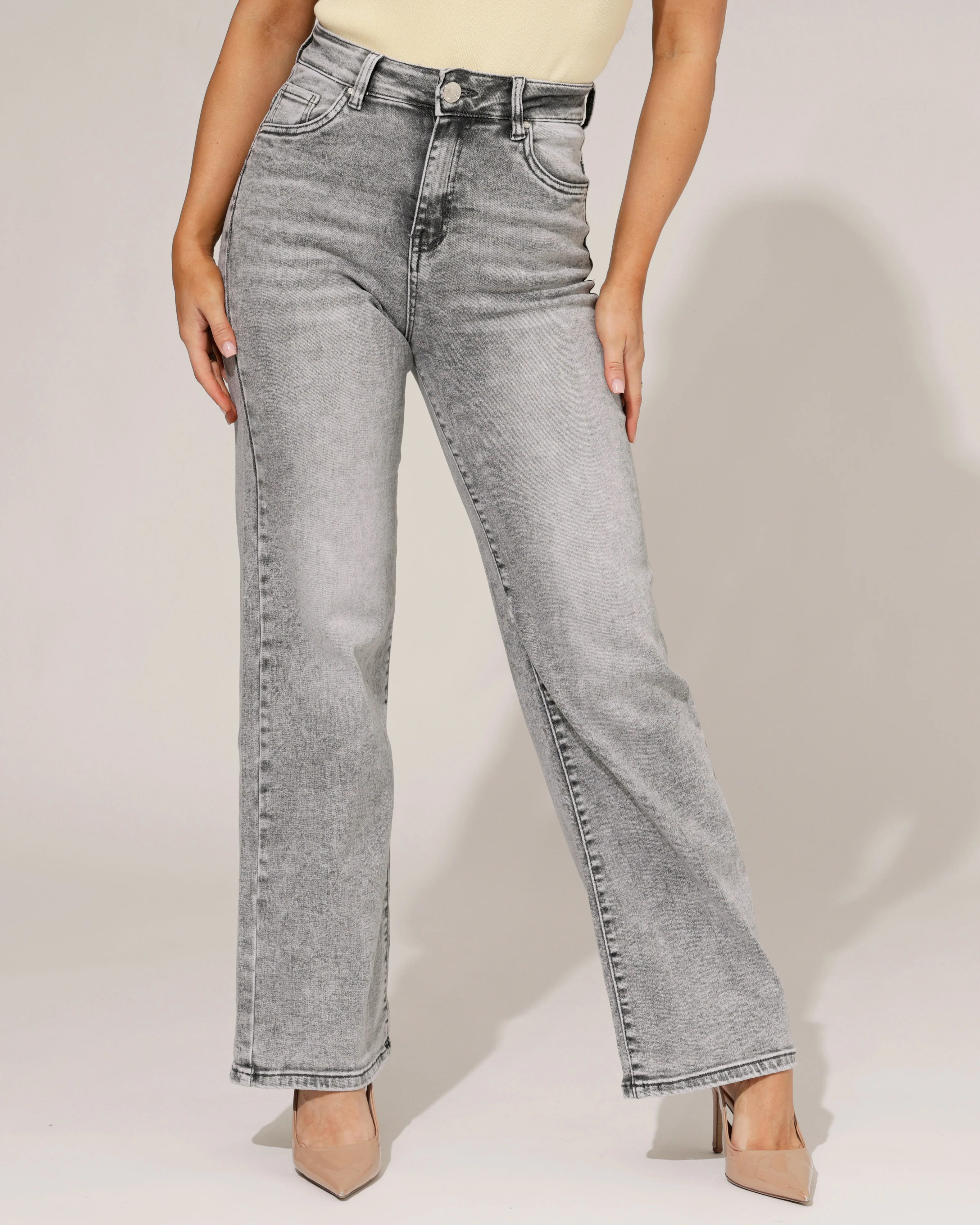 Goodies | Wide leg jeans Rosa Grijs
