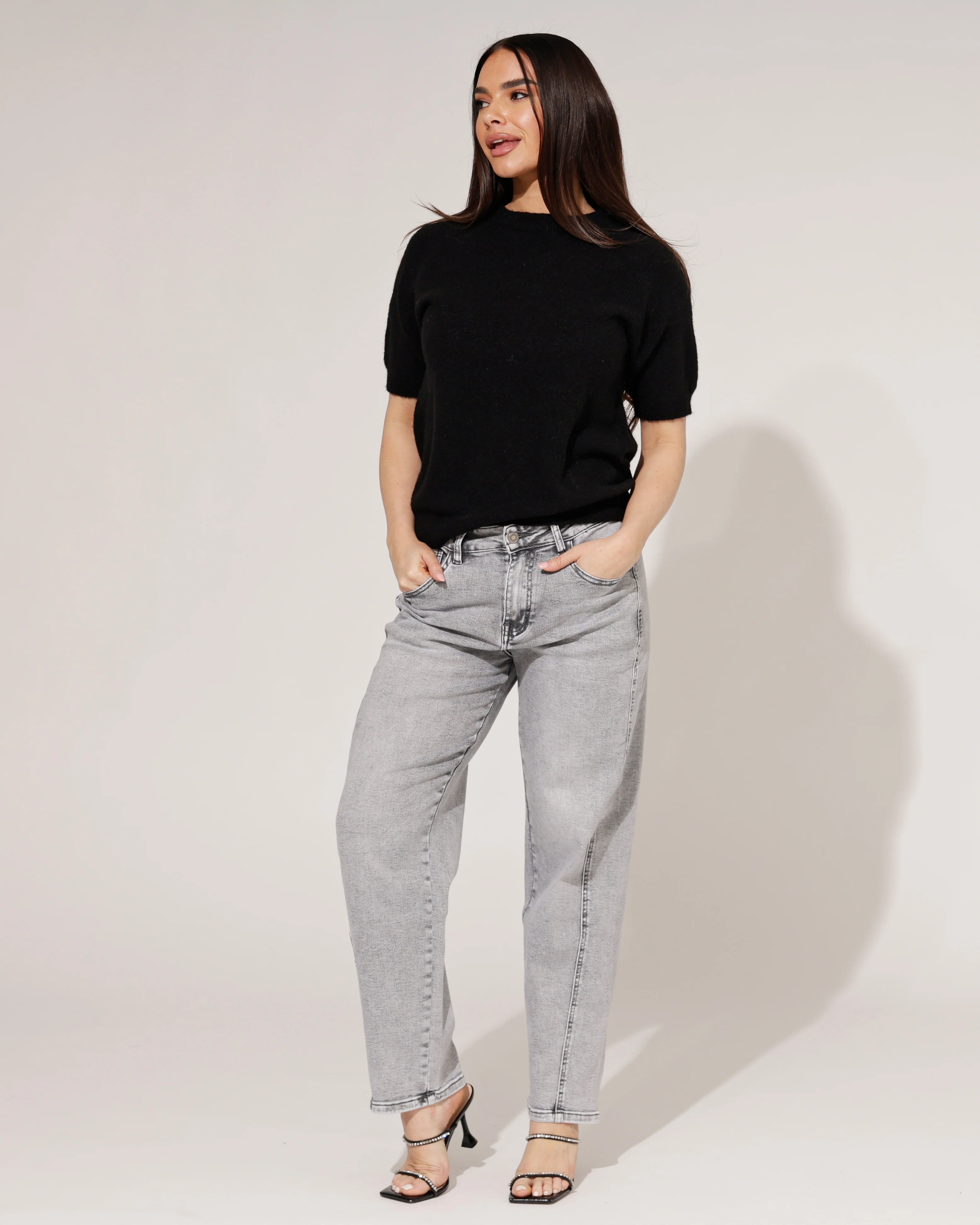 Hello Miss | Barrel jeans Lieq-5 Grijs - Image 3