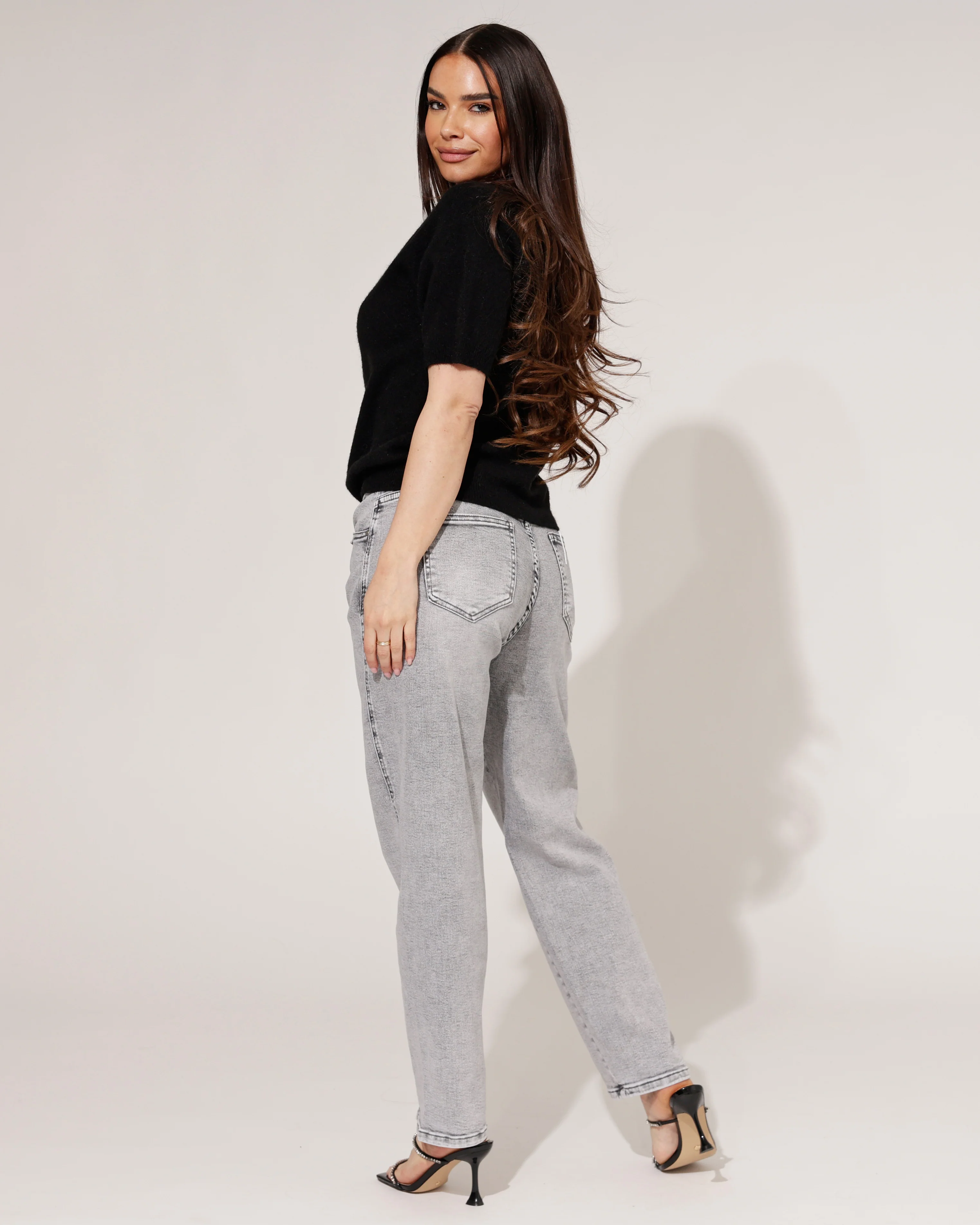 Hello Miss | Barrel jeans Lieq-5 Grijs - Image 4