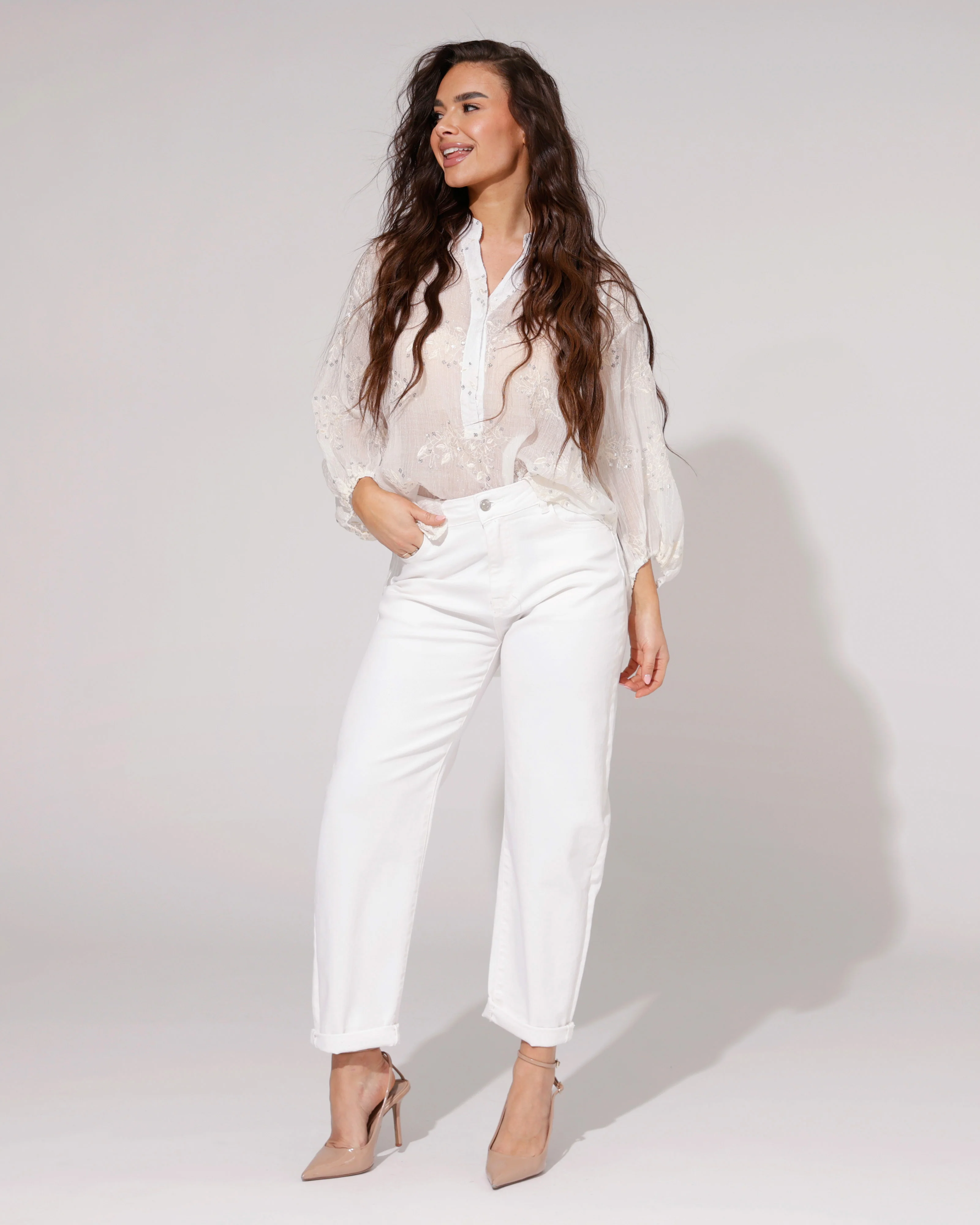 Hello Miss | Barrel jeans Molley-2 Wit - Image 3