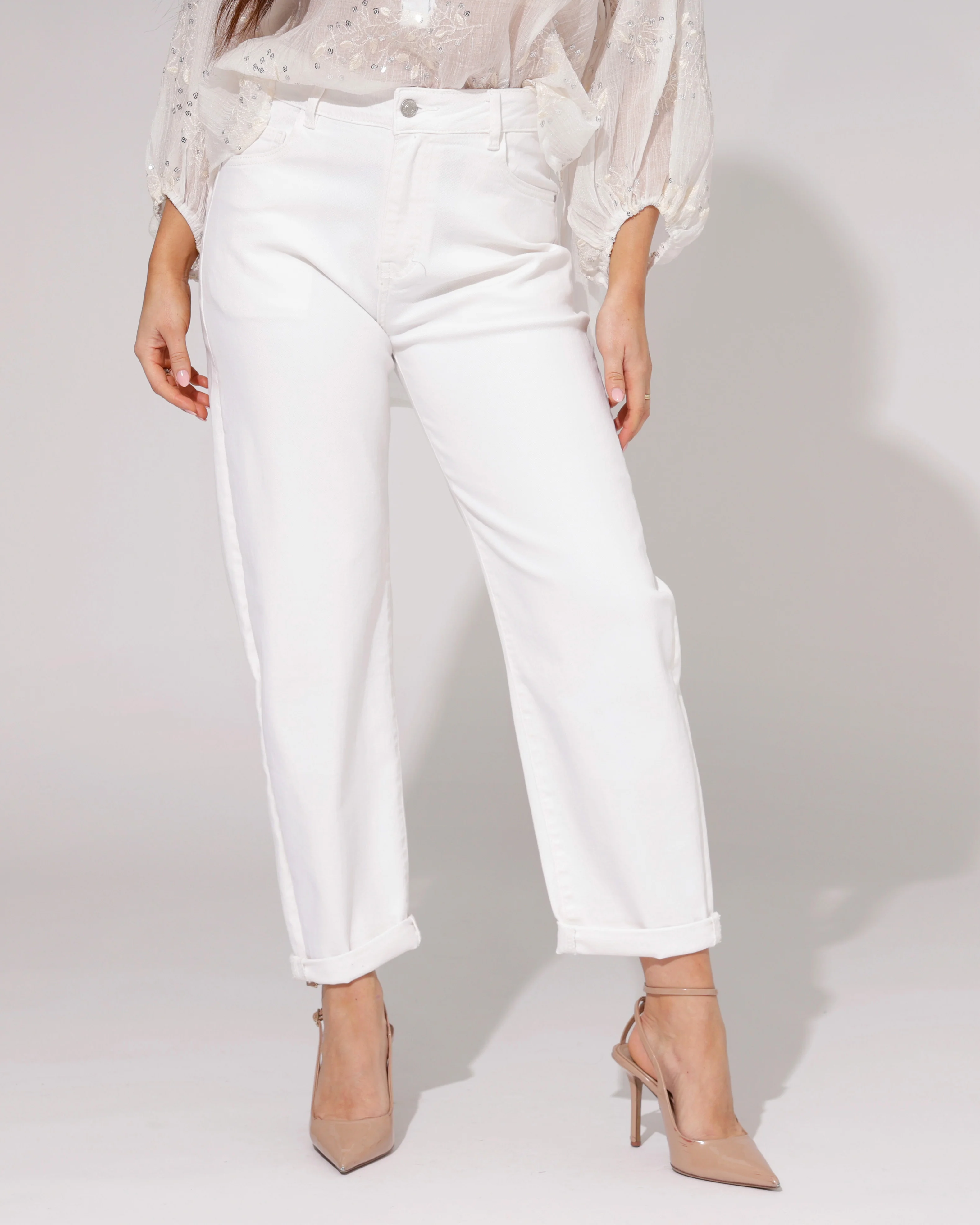 Hello Miss | Barrel jeans Molley-2 Wit - Image 4
