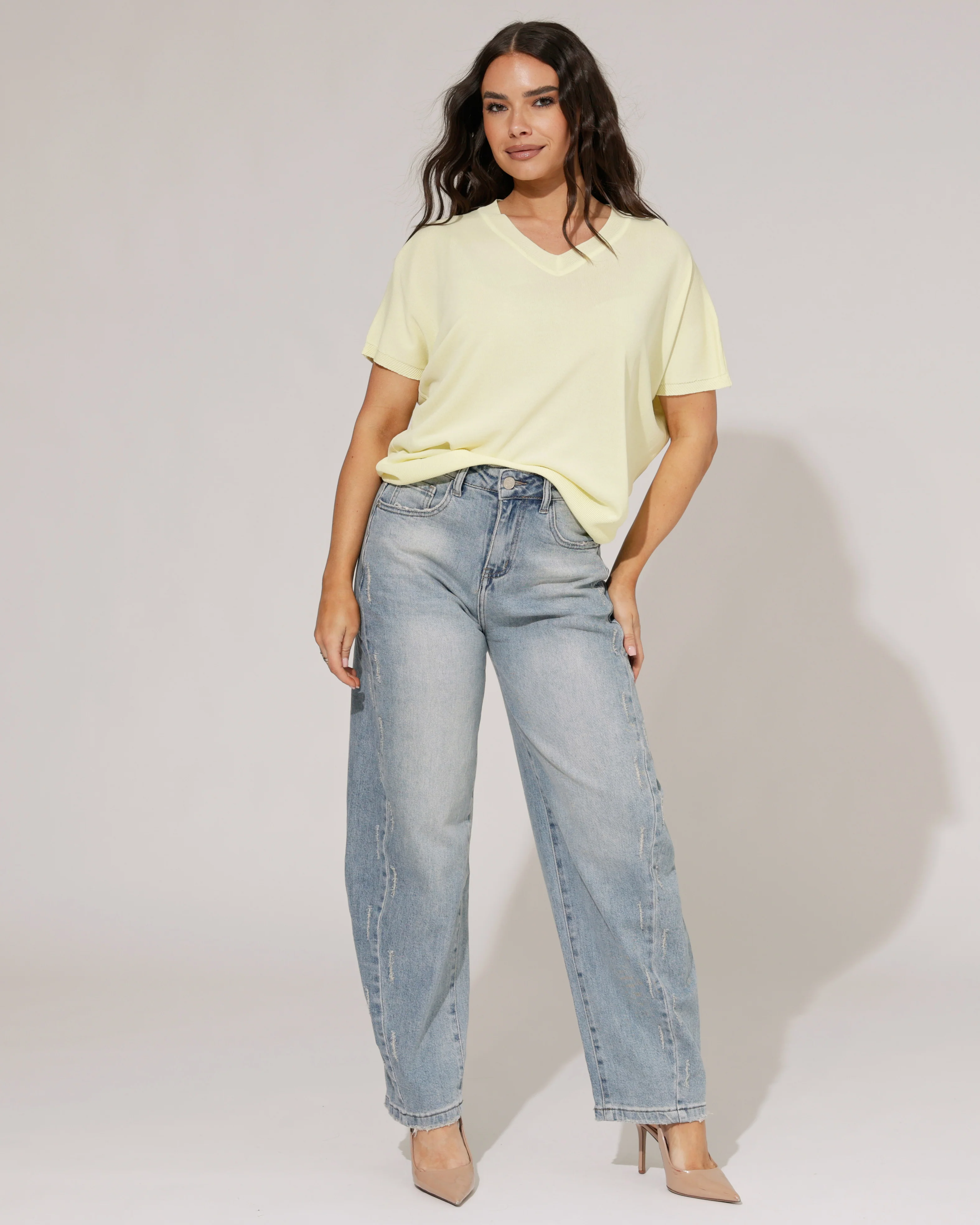 Hello Miss | Barrel jeans ripped Terry Blauw