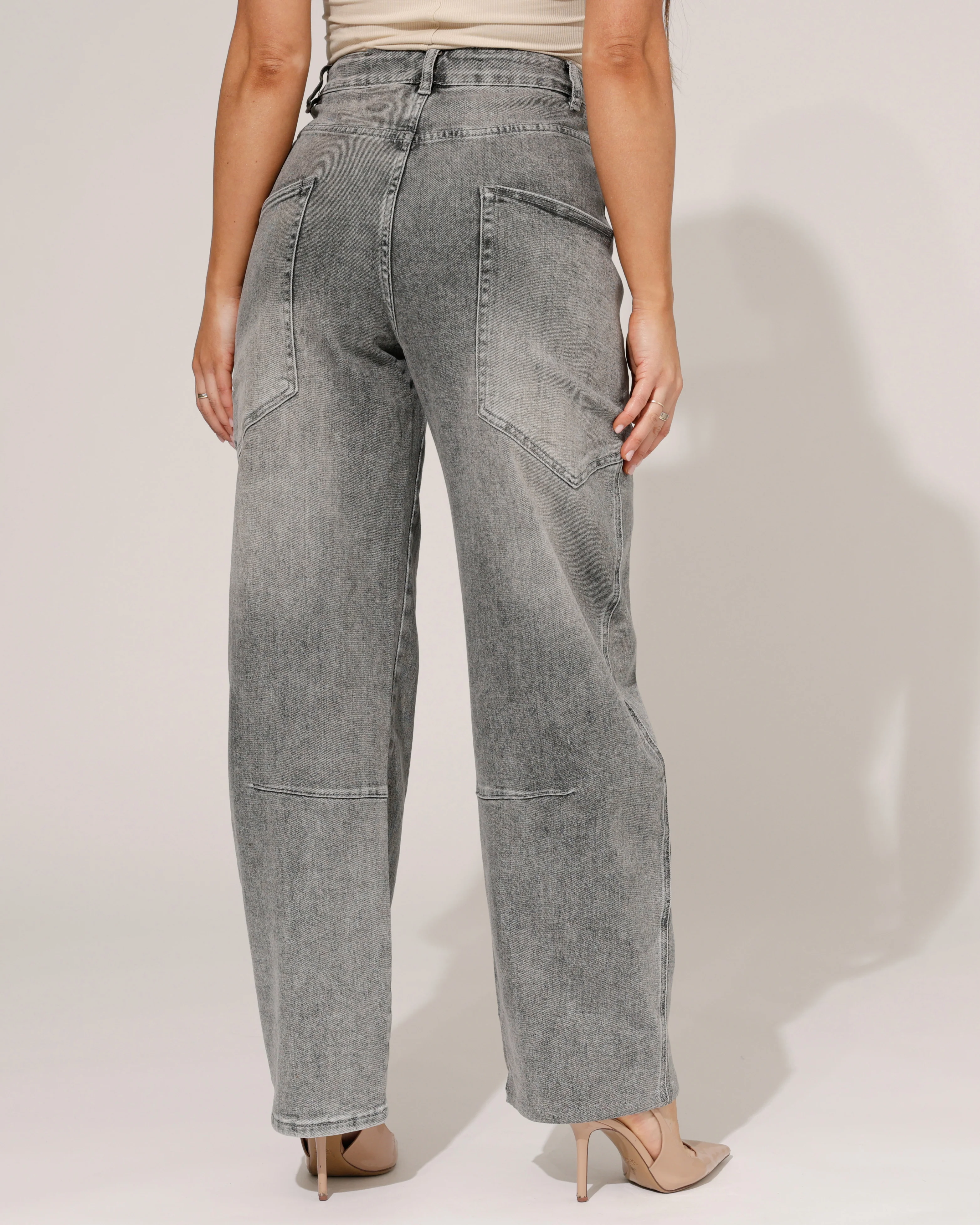 Hello Miss | Barrel jeans Selly-3 Donkergrijs - Image 2