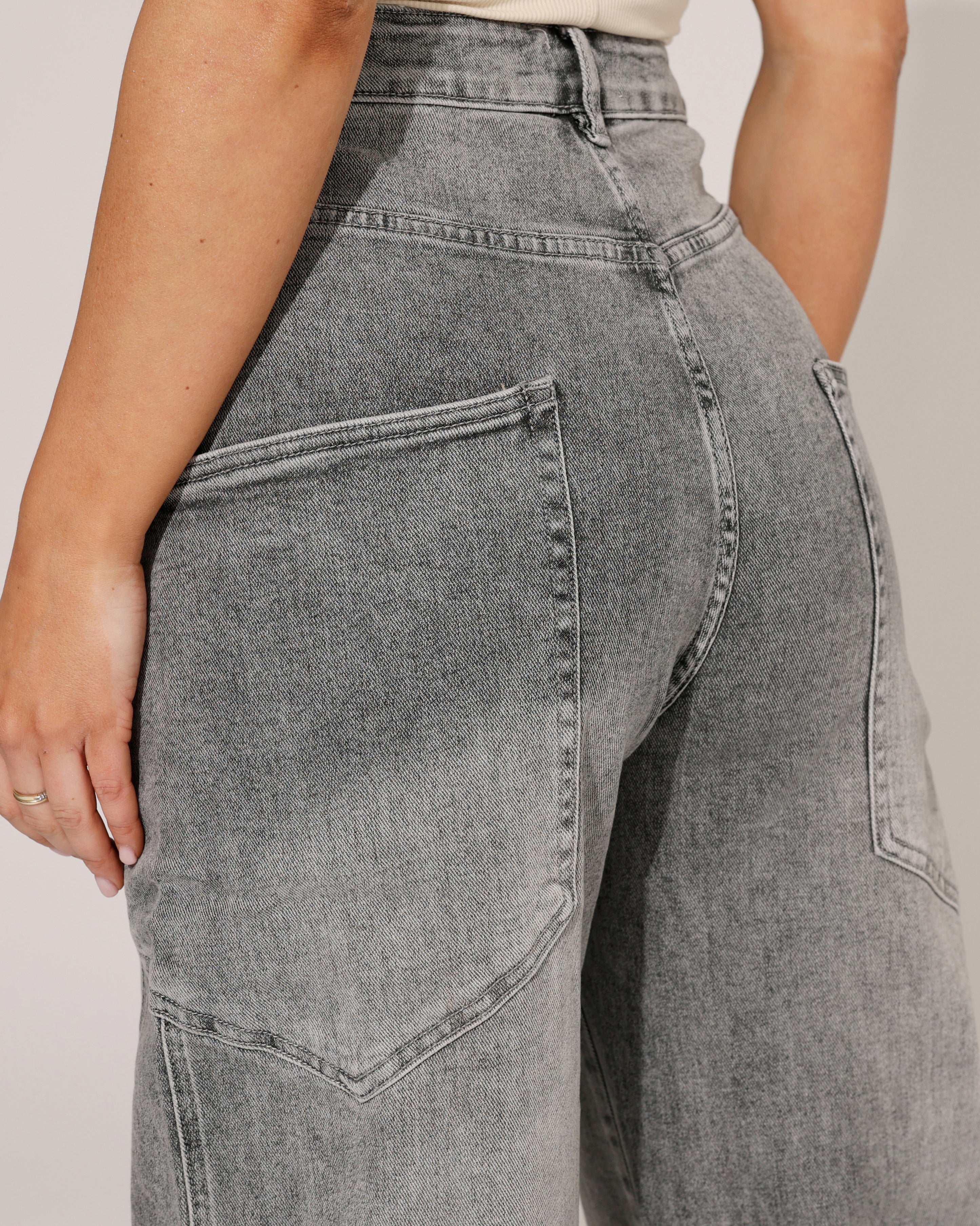 Hello Miss | Barrel jeans Selly-3 Donkergrijs - Image 3