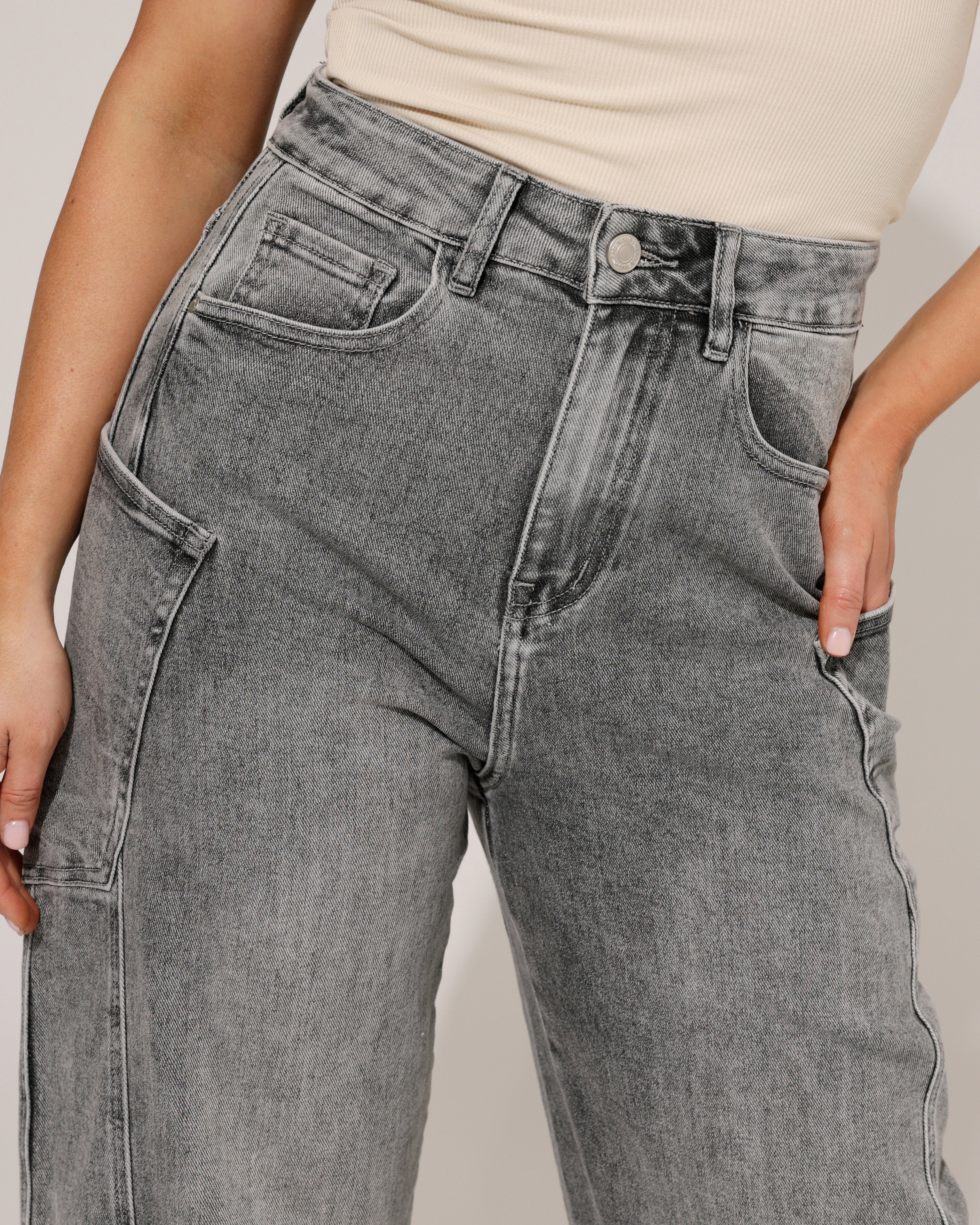 Hello Miss | Barrel jeans Selly-3 Donkergrijs - Image 4