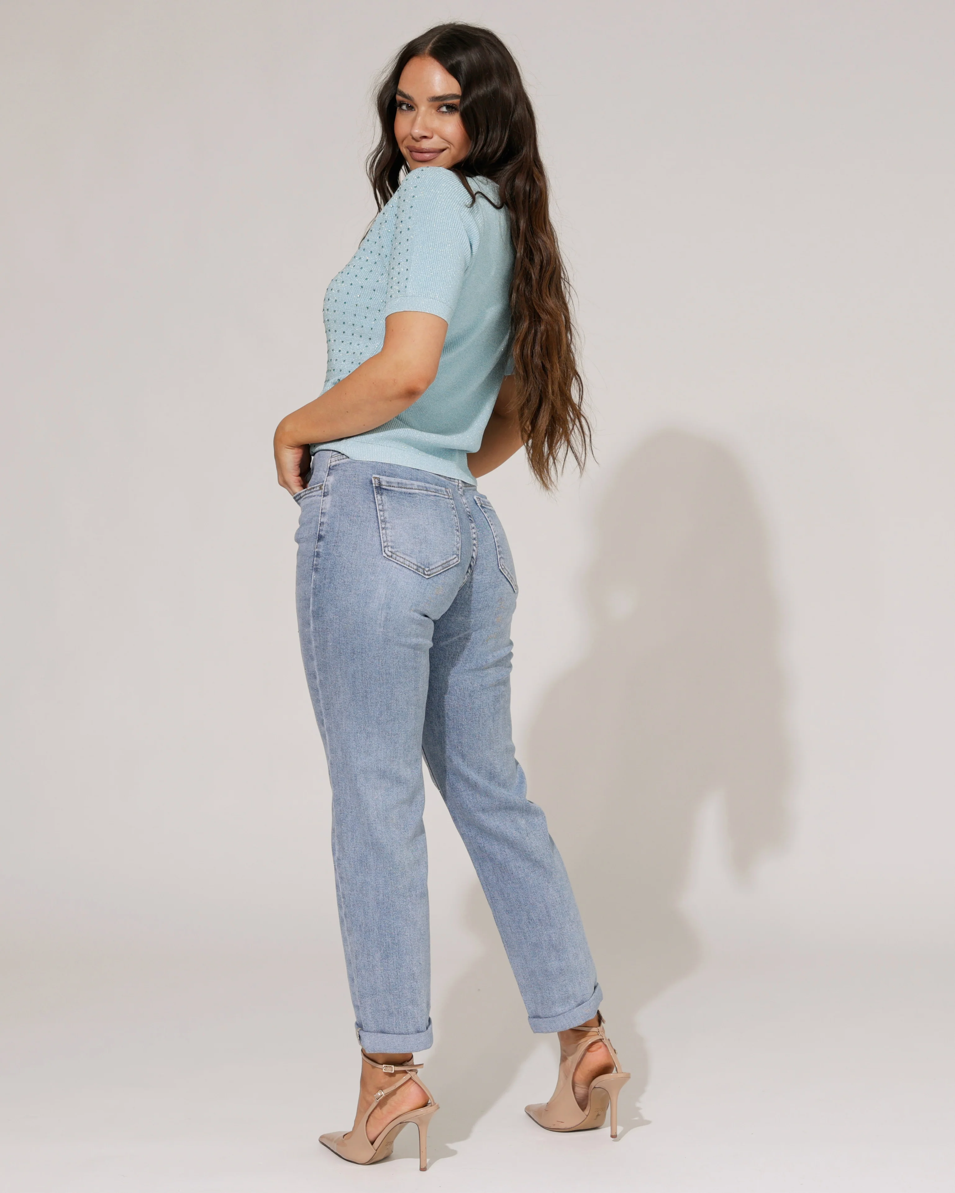 Hello Miss | Mom jeans strass Senny Blauw - Image 5
