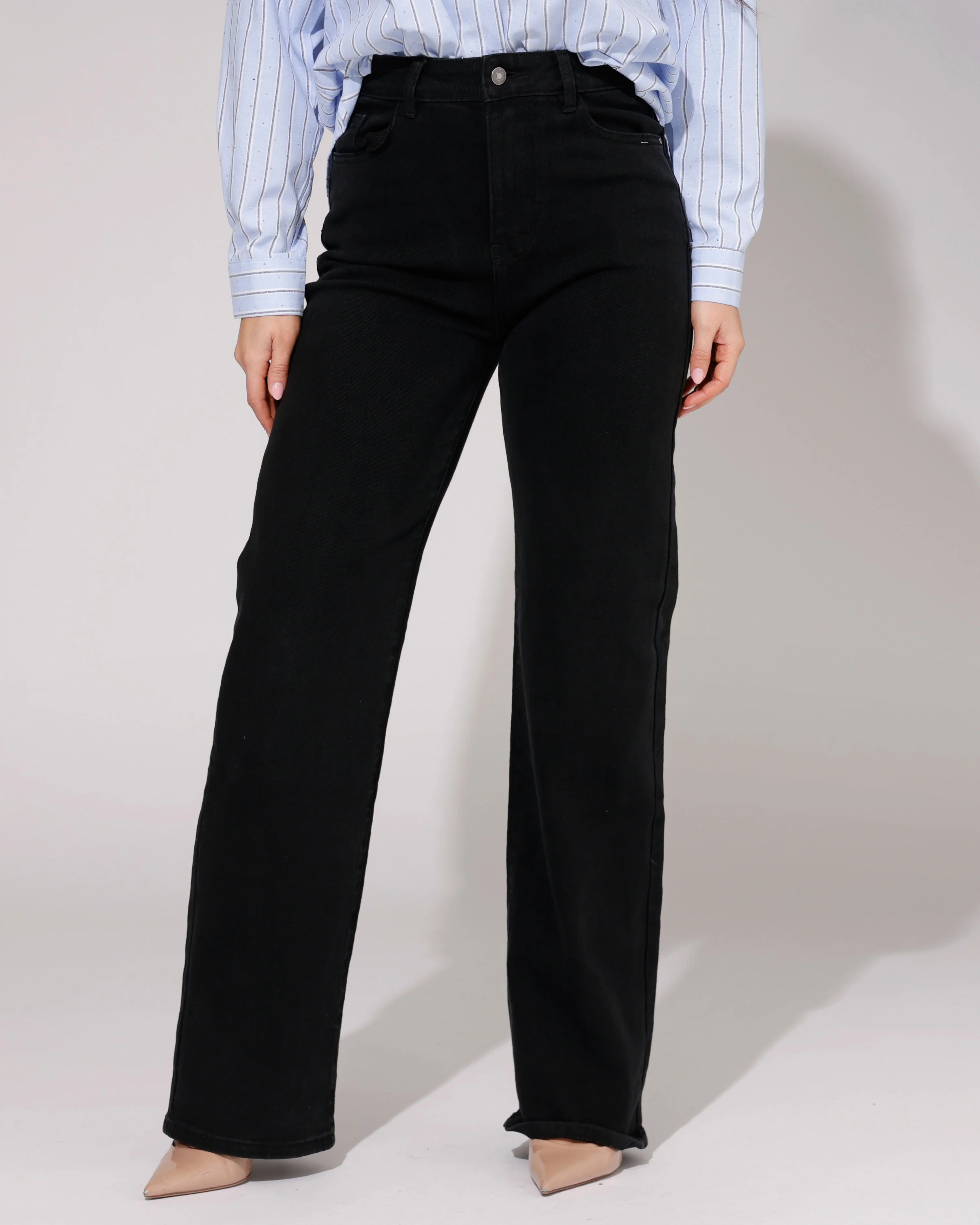 Hello Miss | Wide leg jeans Macey-3 Zwart - Image 2