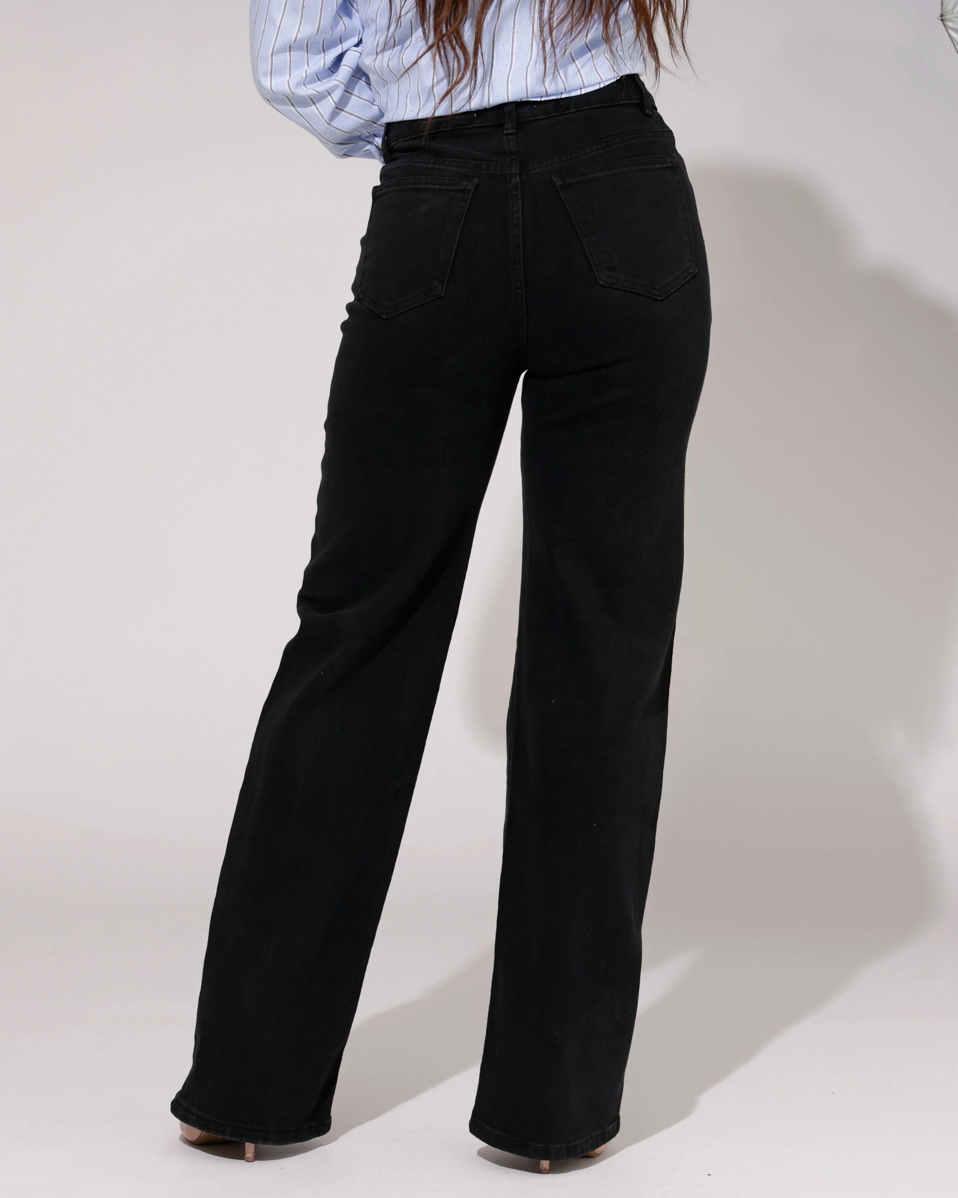 Hello Miss | Wide leg jeans Macey-3 Zwart - Image 3