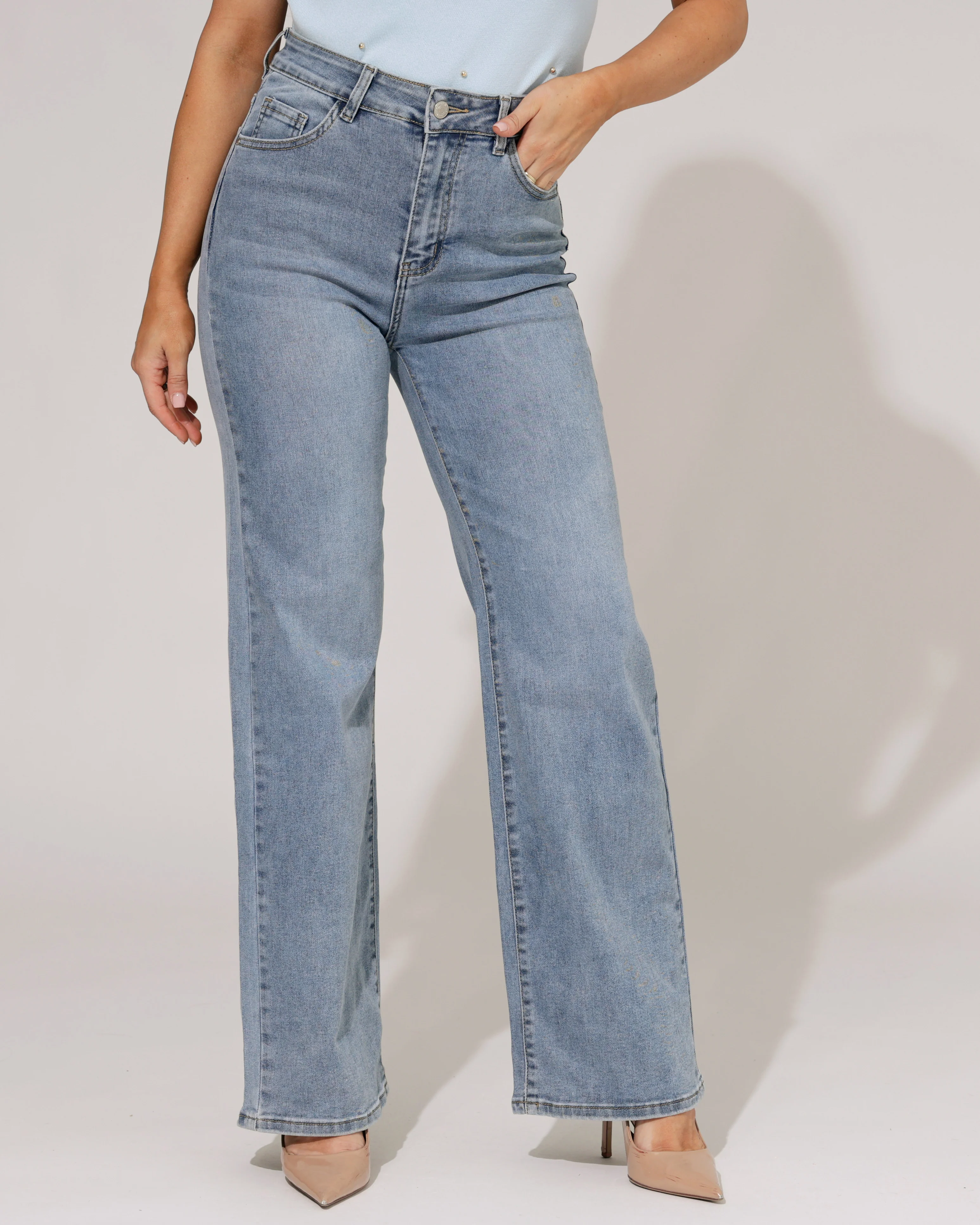 Hello Miss | Wide leg jeans Nicole-2 Blauw