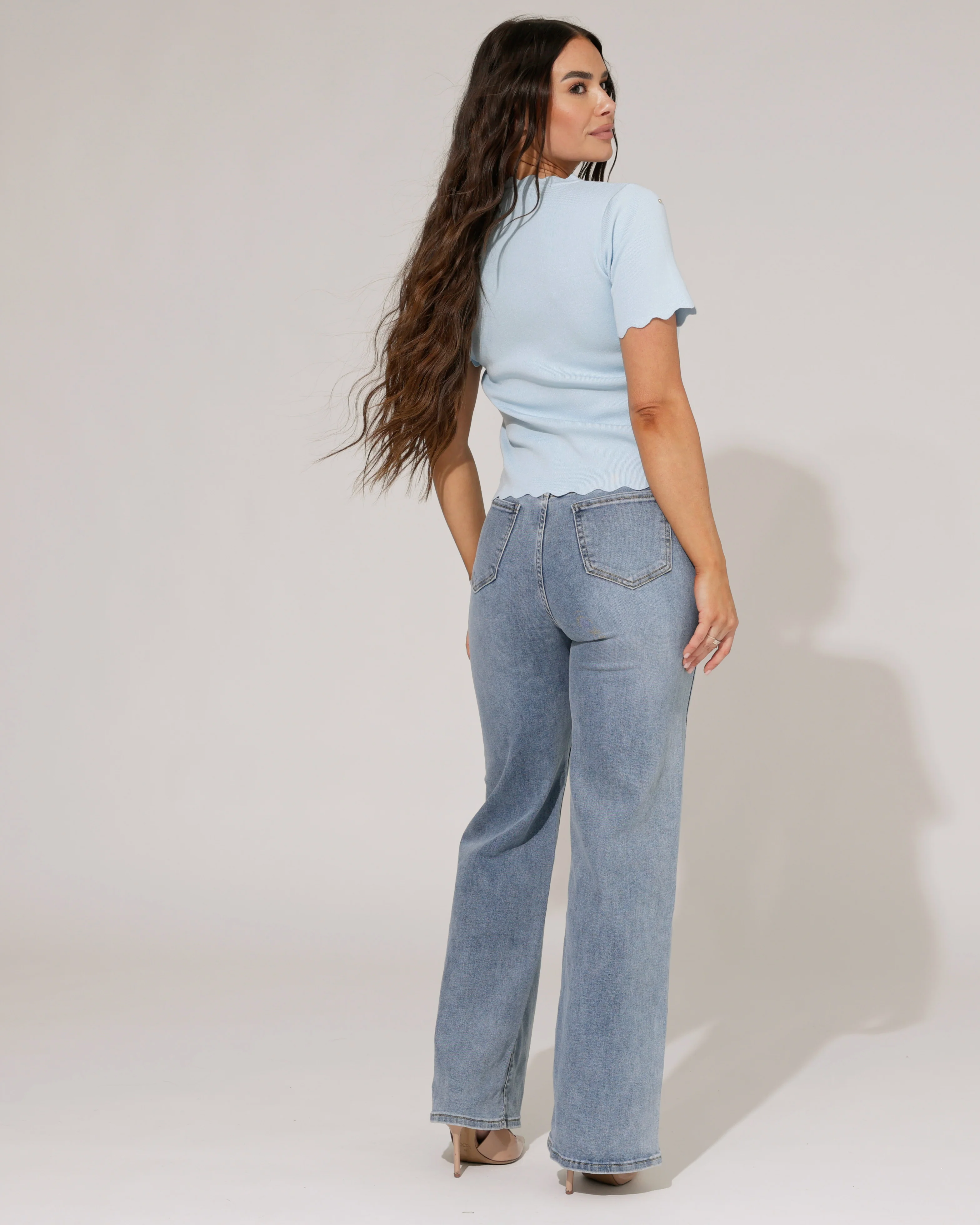 Hello Miss | Wide leg jeans Nicole-2 Blauw - Image 4