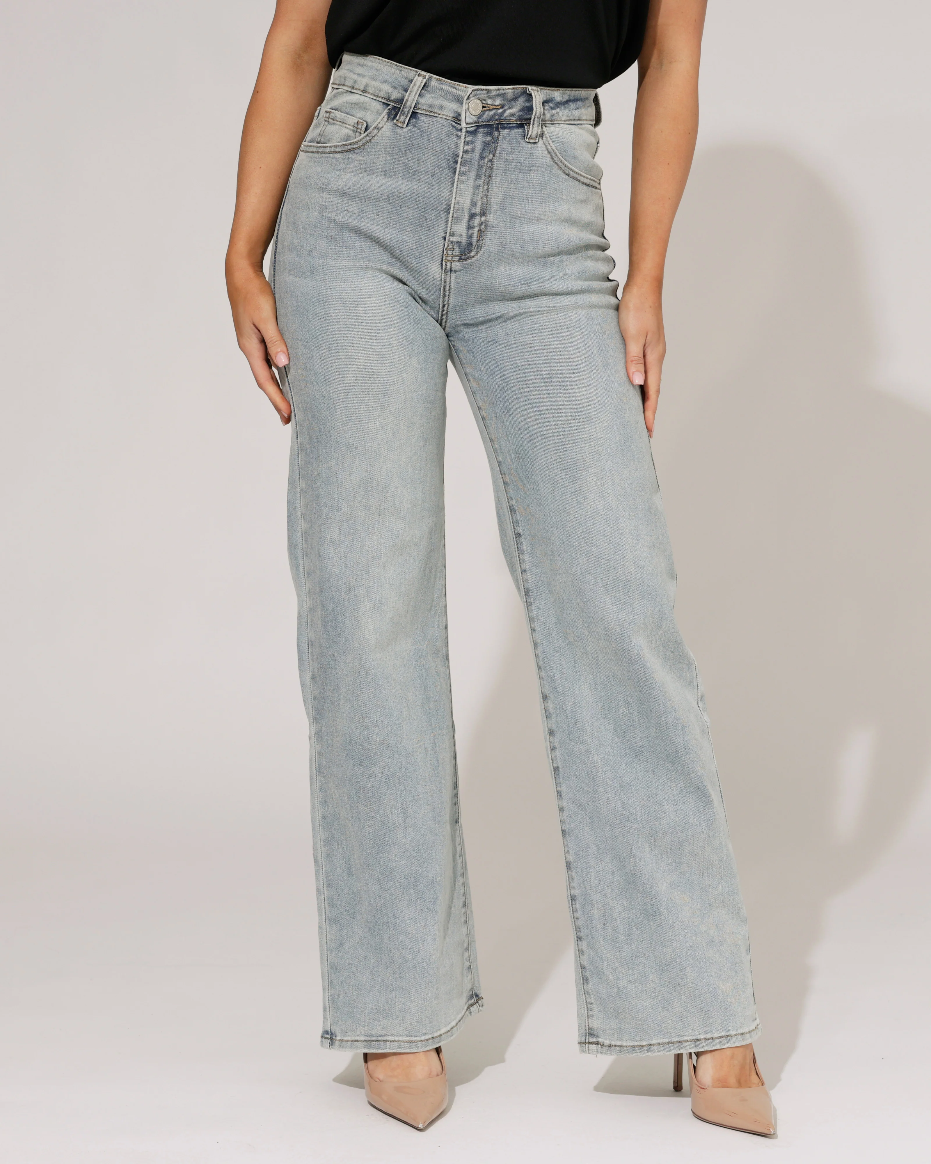 Hello Miss | Wide leg jeans Nicole-3 Blauw