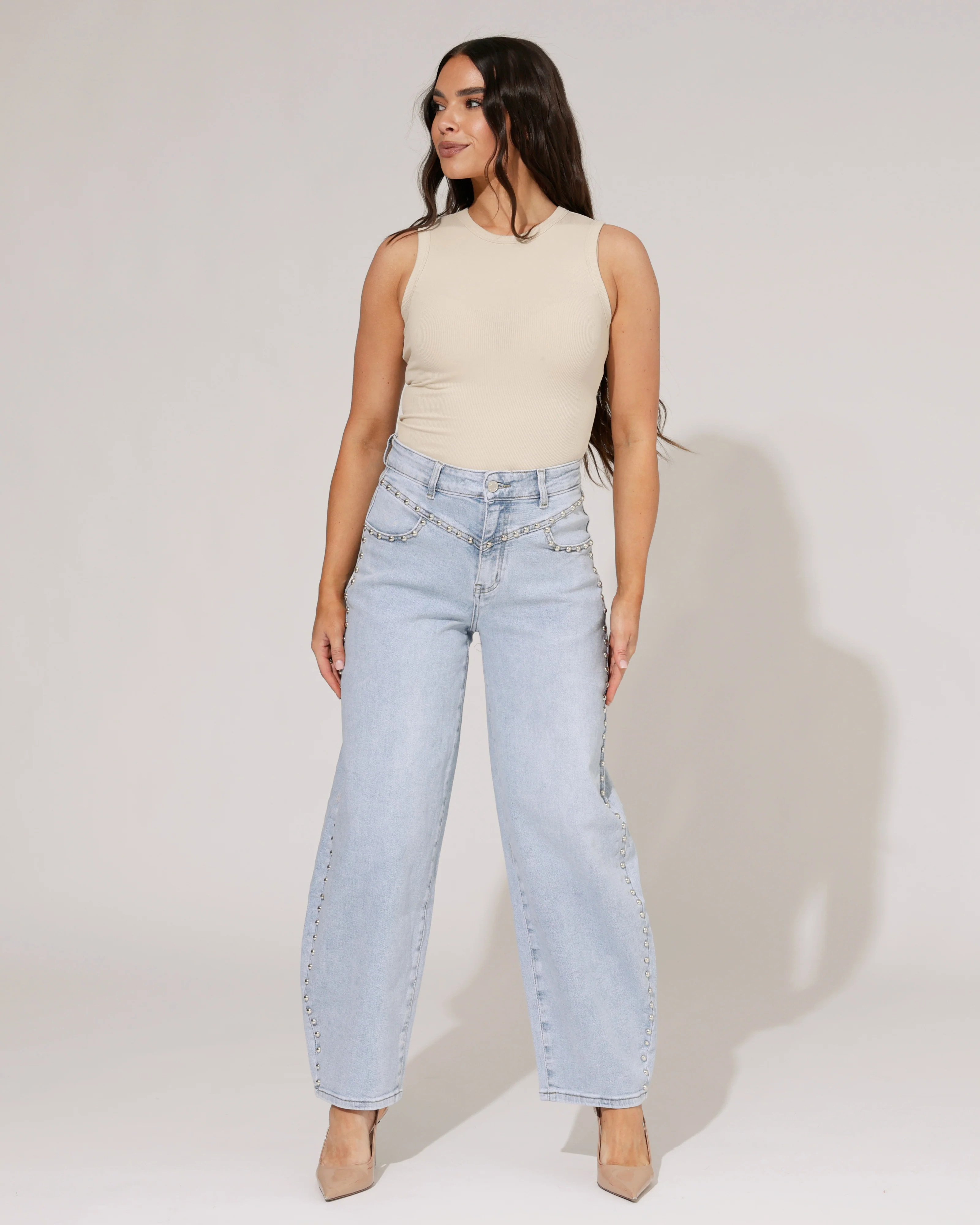 Laulia | Barrel jeans studs Yf Lichtblauw - Image 3