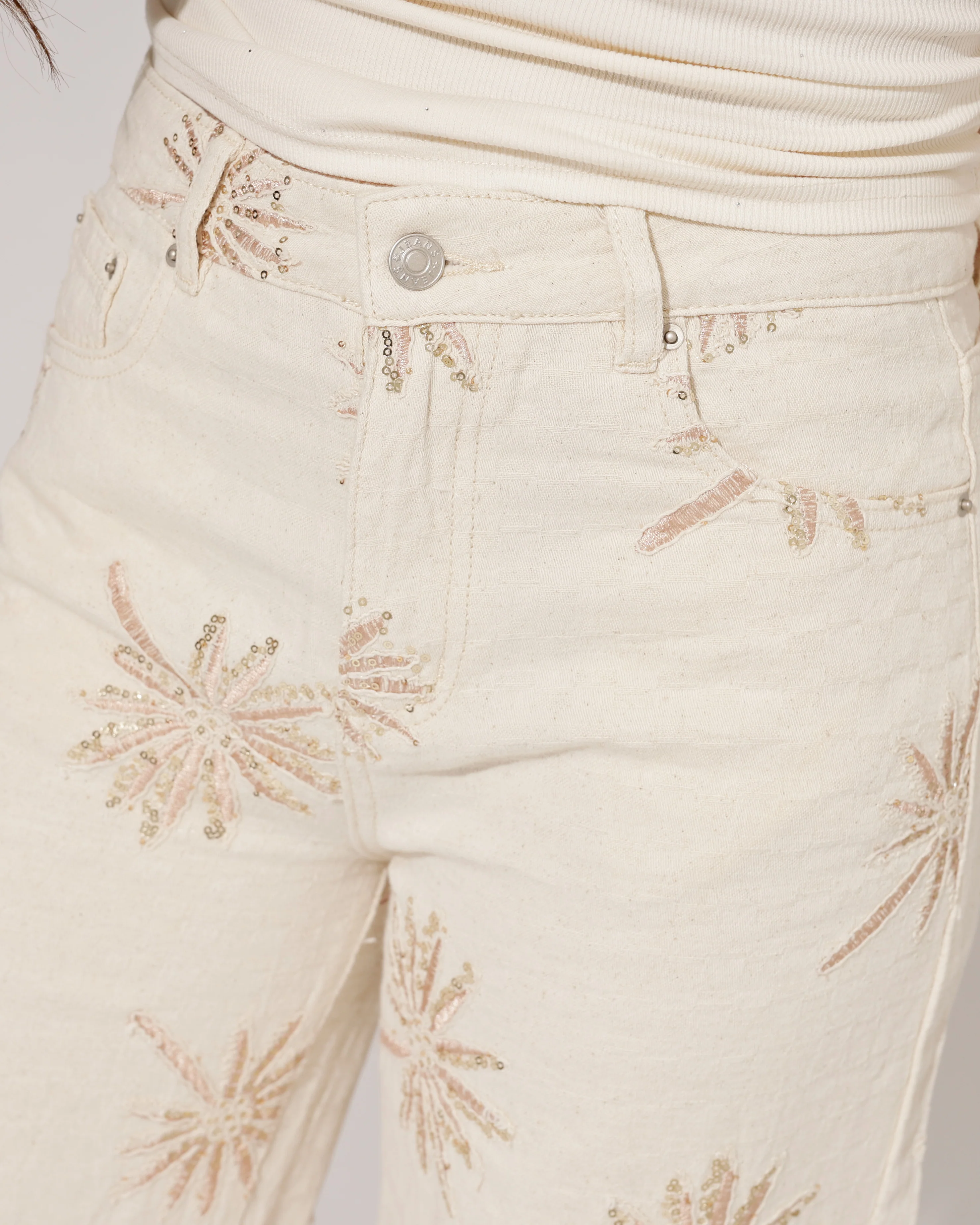 Laulia | Wide leg jeans Flora-60 Beige - Image 4