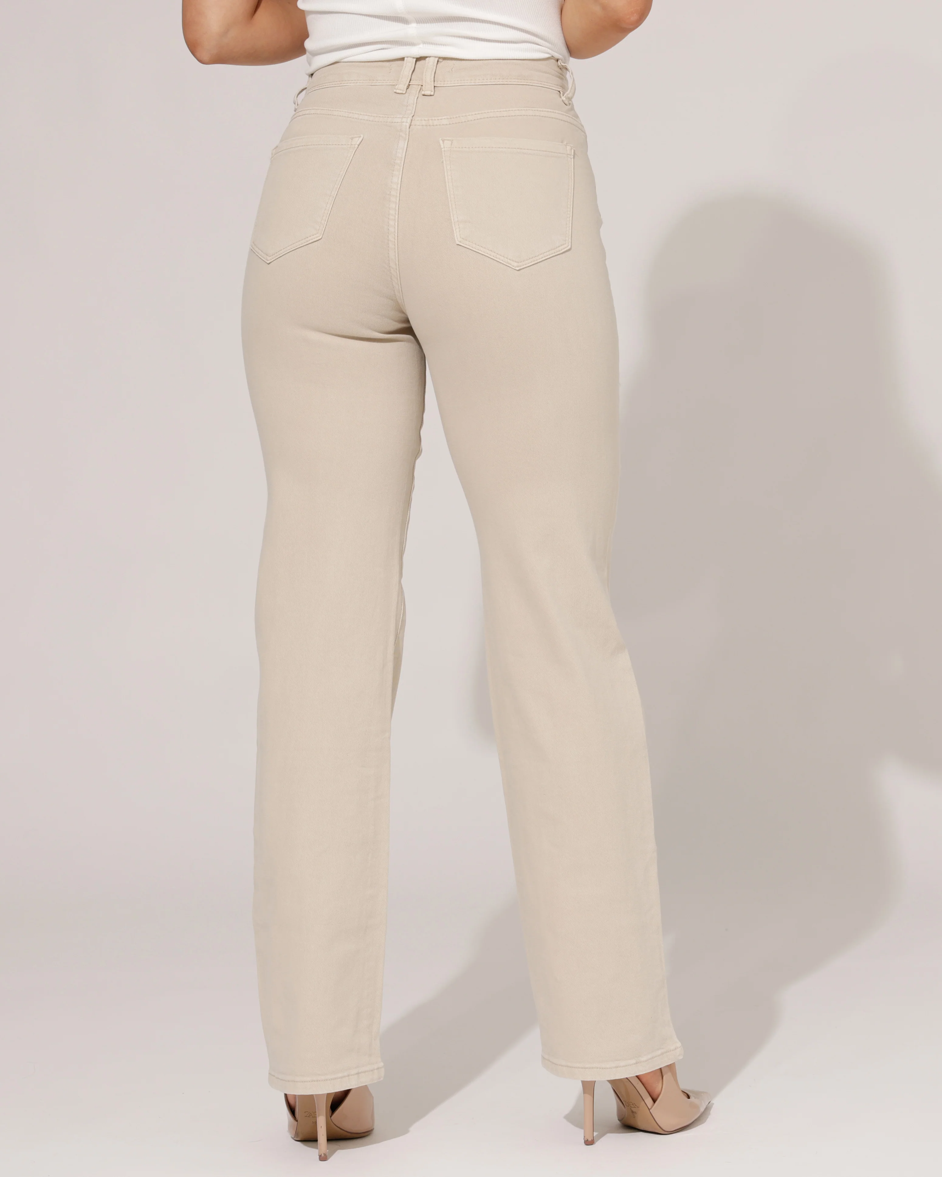 Norfy | Straight jeans Tina-10 Beige - Image 4