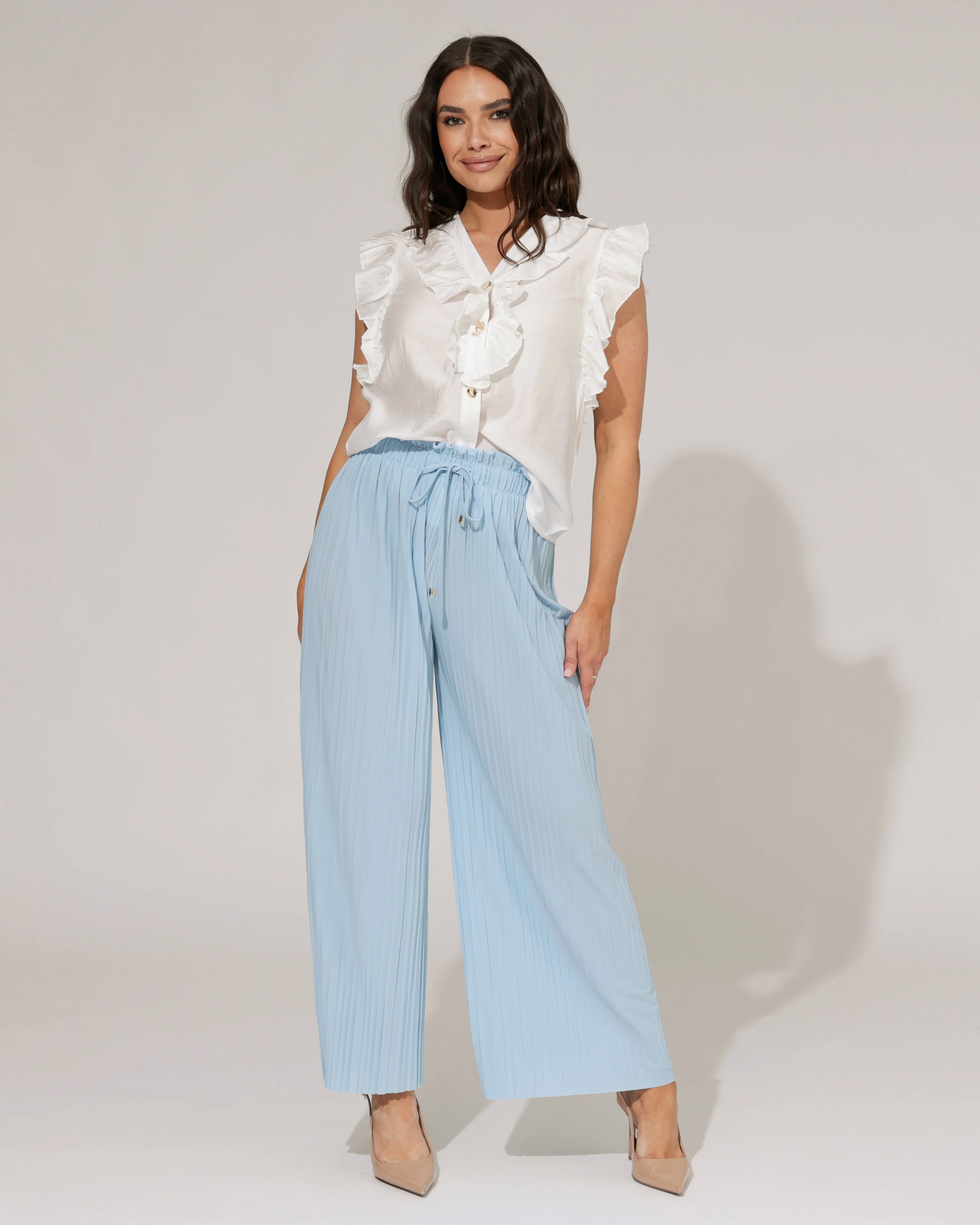 Plisse broek Noa Lichtblauw