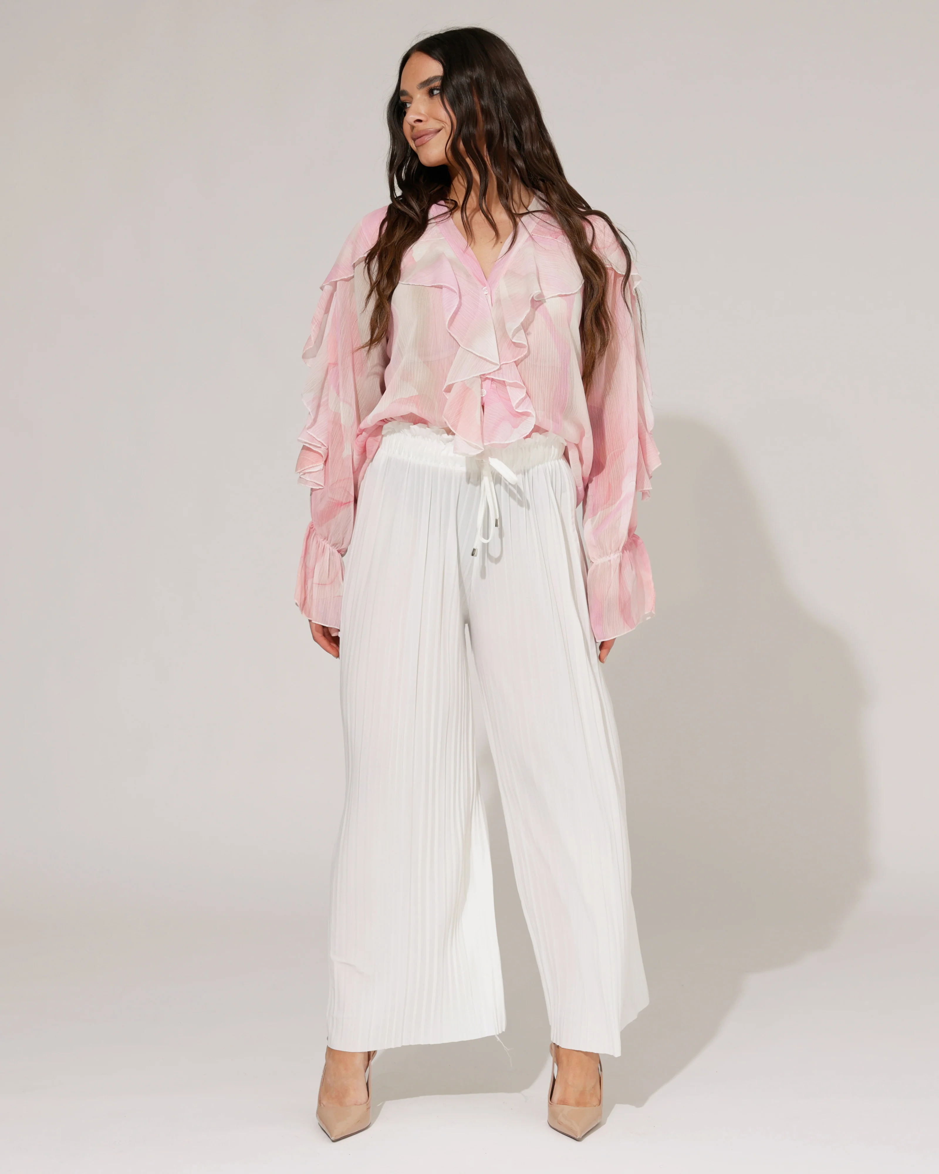 Plisse broek Noa Roomwit