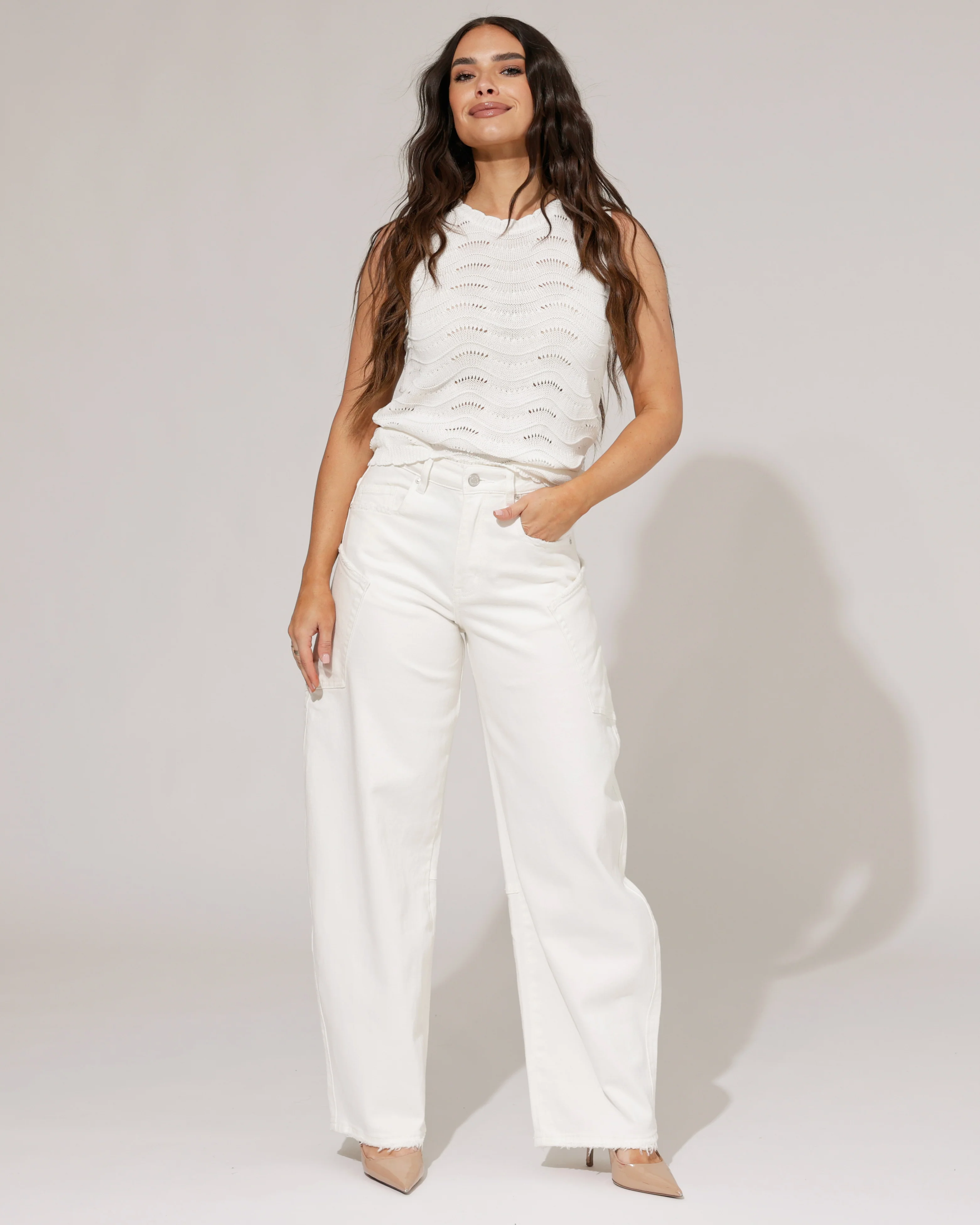 Queen Hearts | Barrel jeans met zak Gina-B Wit
