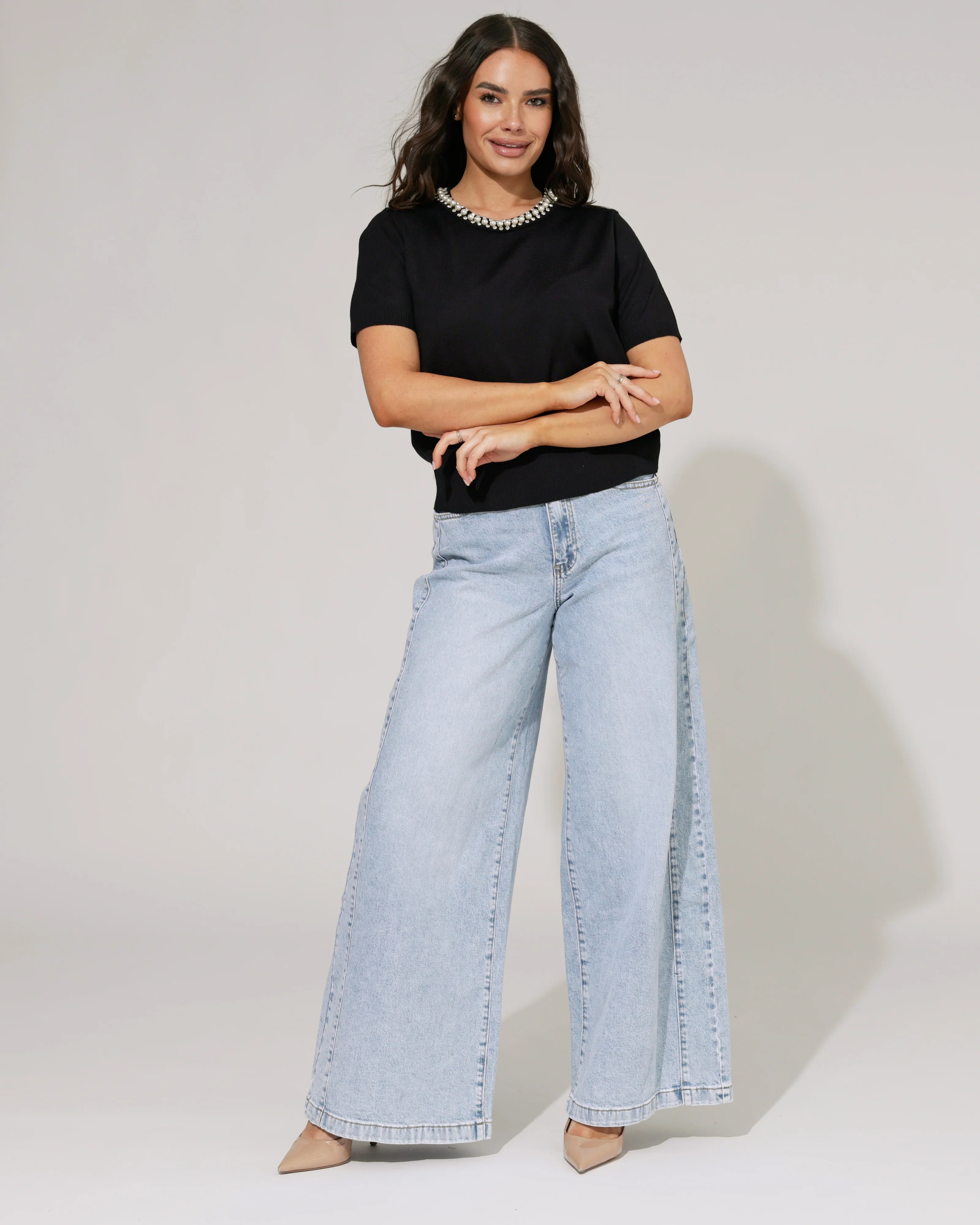 Queen Hearts | Extra wide leg jeans Maddy-1 Blauw - Image 5