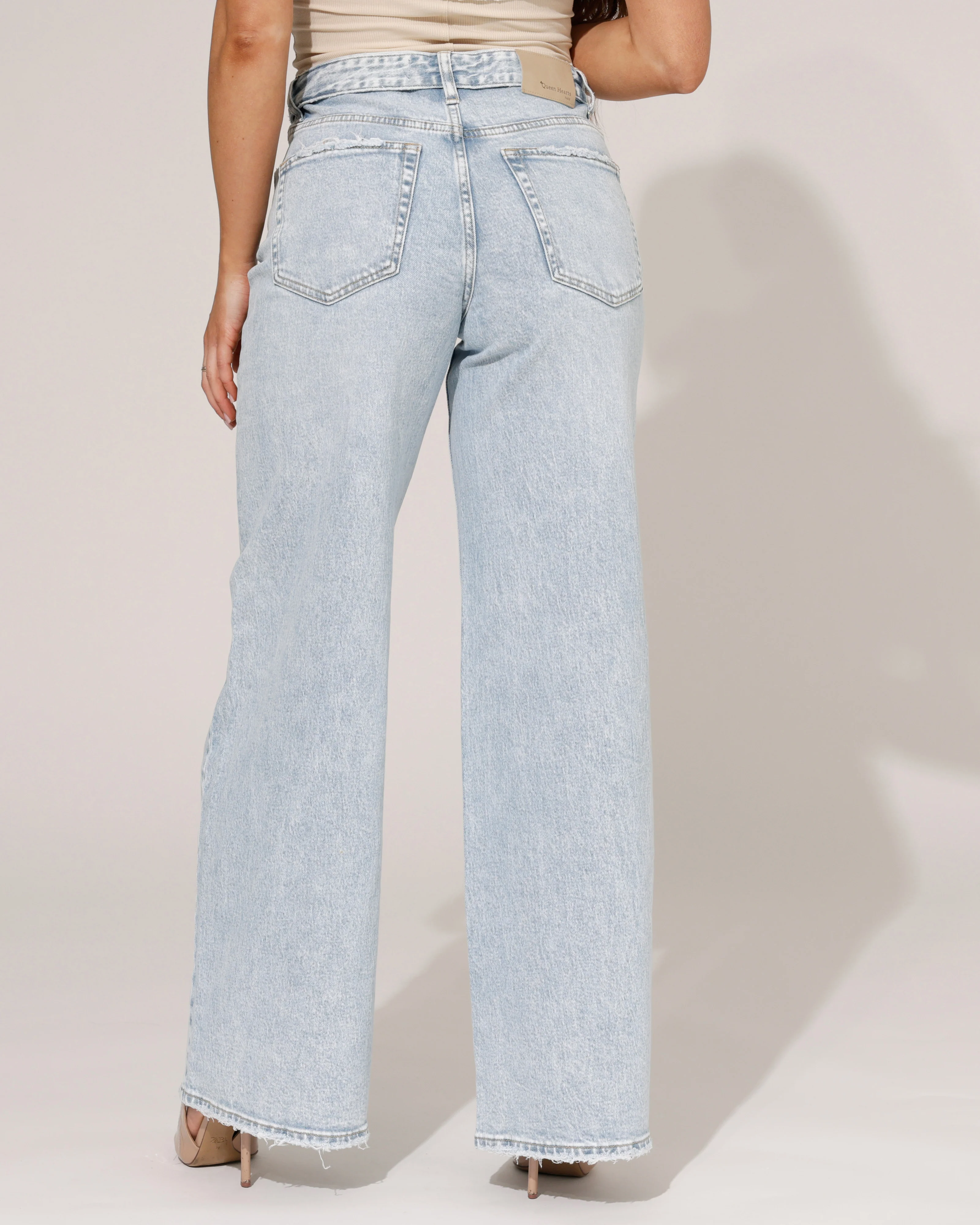 Queen Hearts | Wide leg jeans Fold over Kitty Blauw - Image 2
