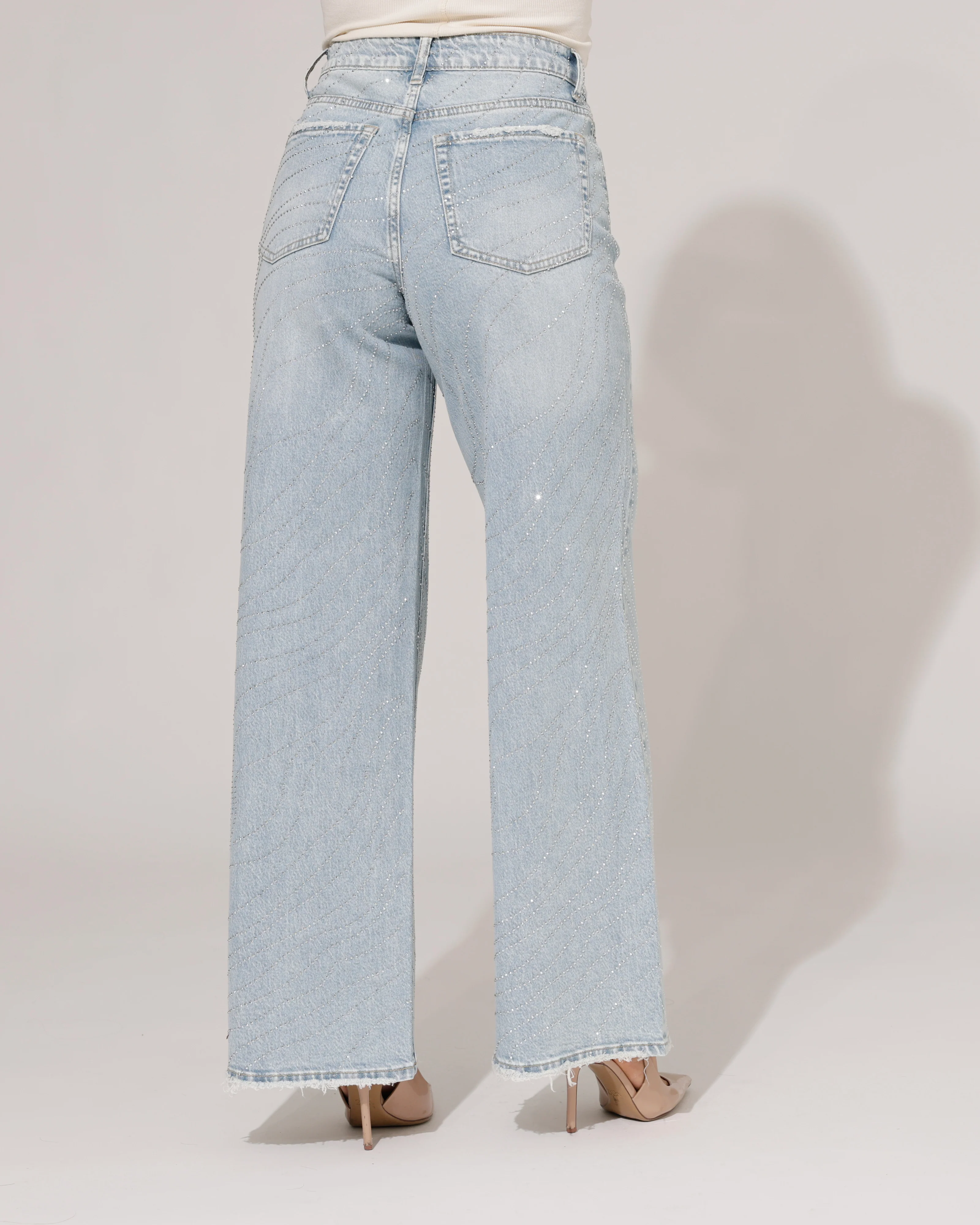 Queen Hearts | Wide leg jeans strass Lore Blauw - Image 4