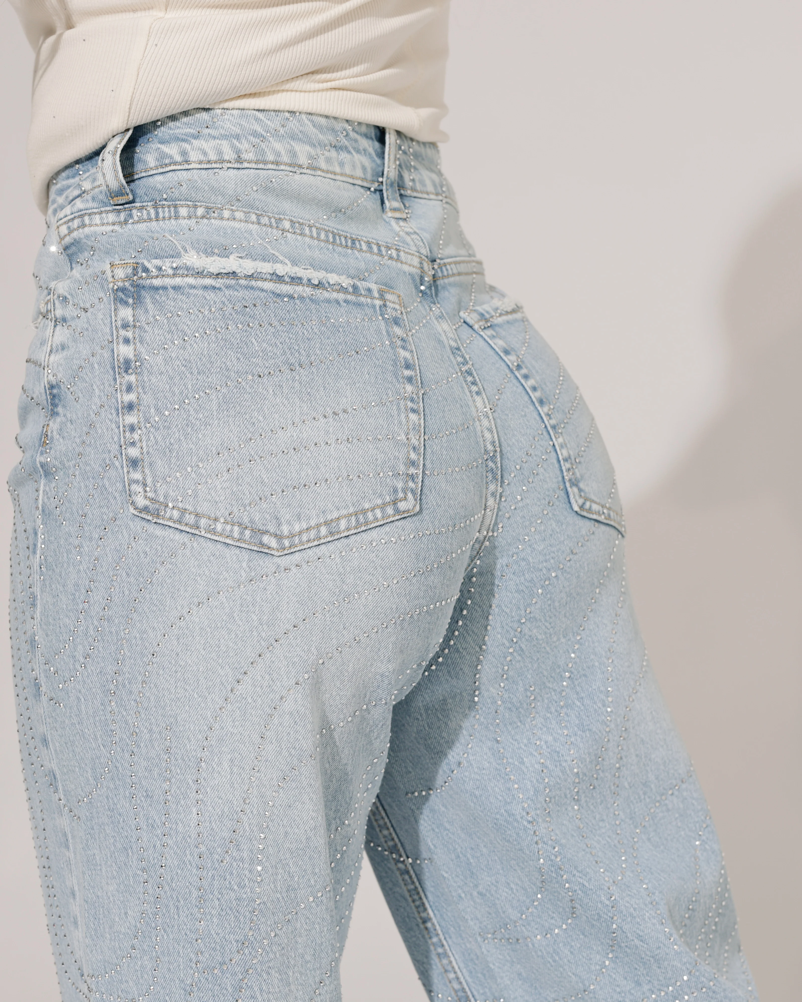 Queen Hearts | Wide leg jeans strass Lore Blauw - Image 6