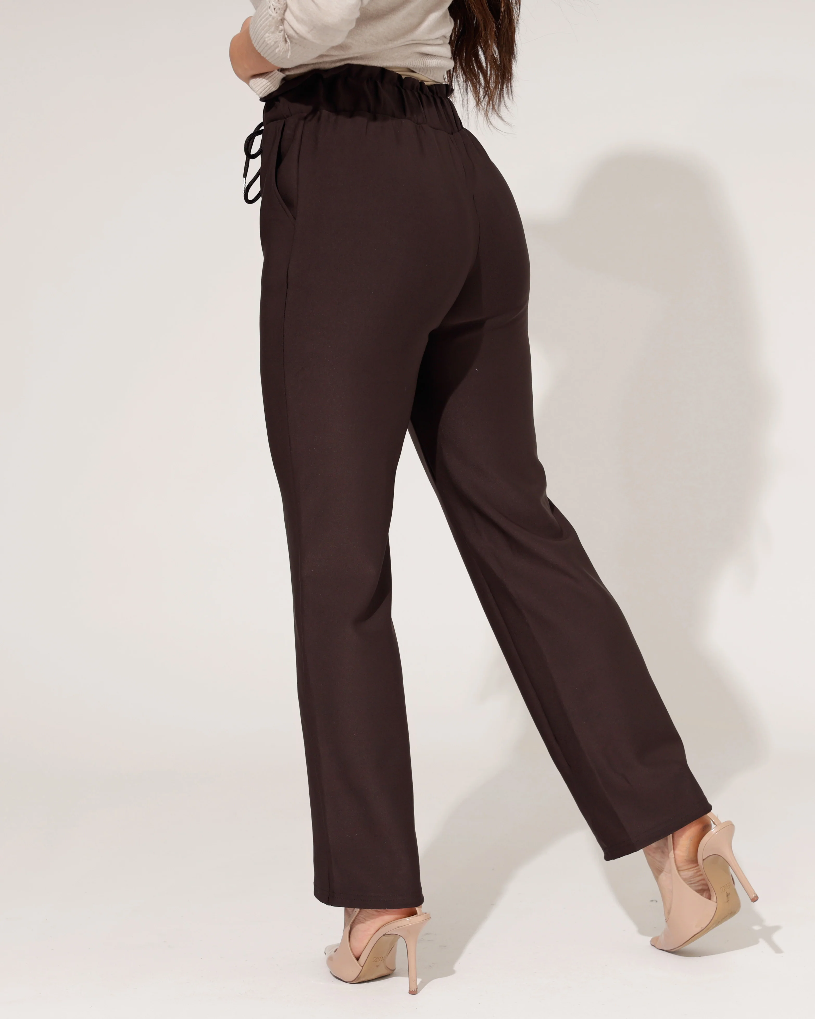 Rechte travelstof broek Zaza Donkerbruin - Image 3