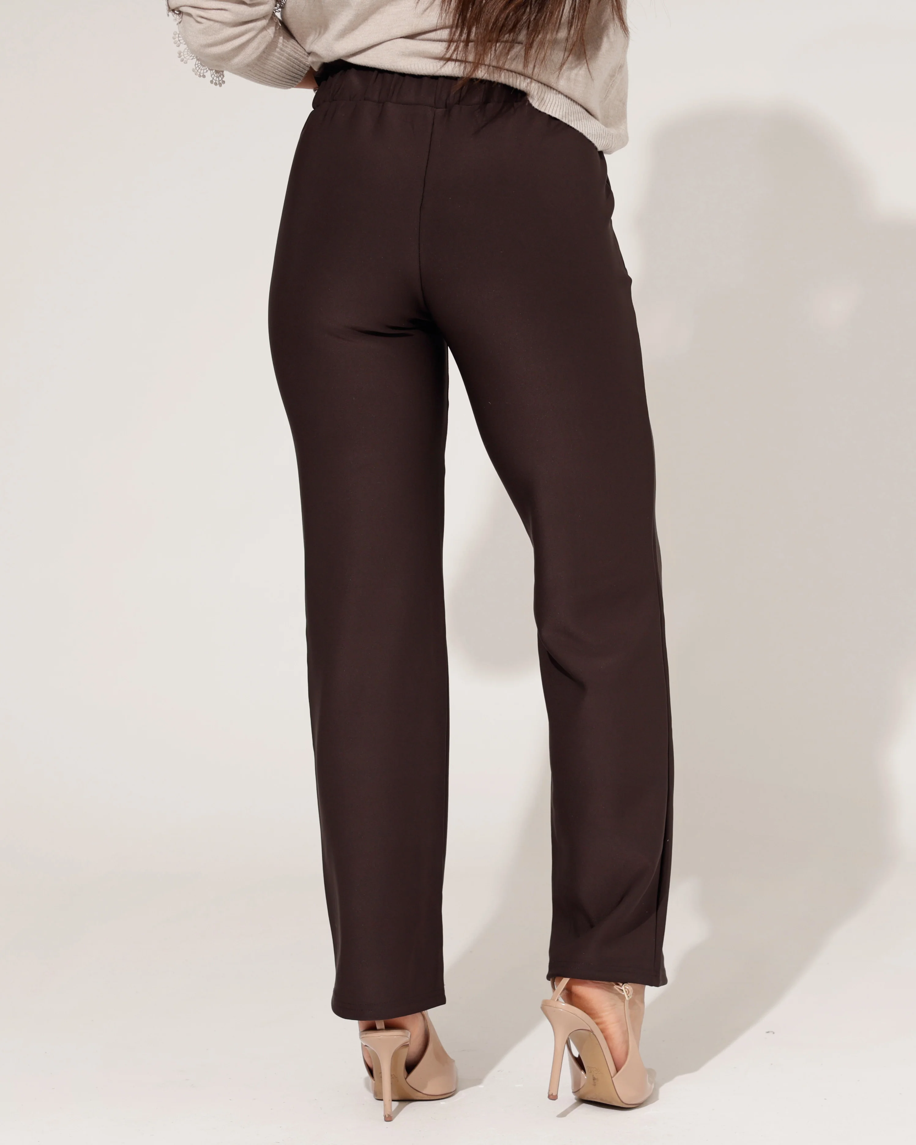 Rechte travelstof broek Zaza Donkerbruin - Image 5