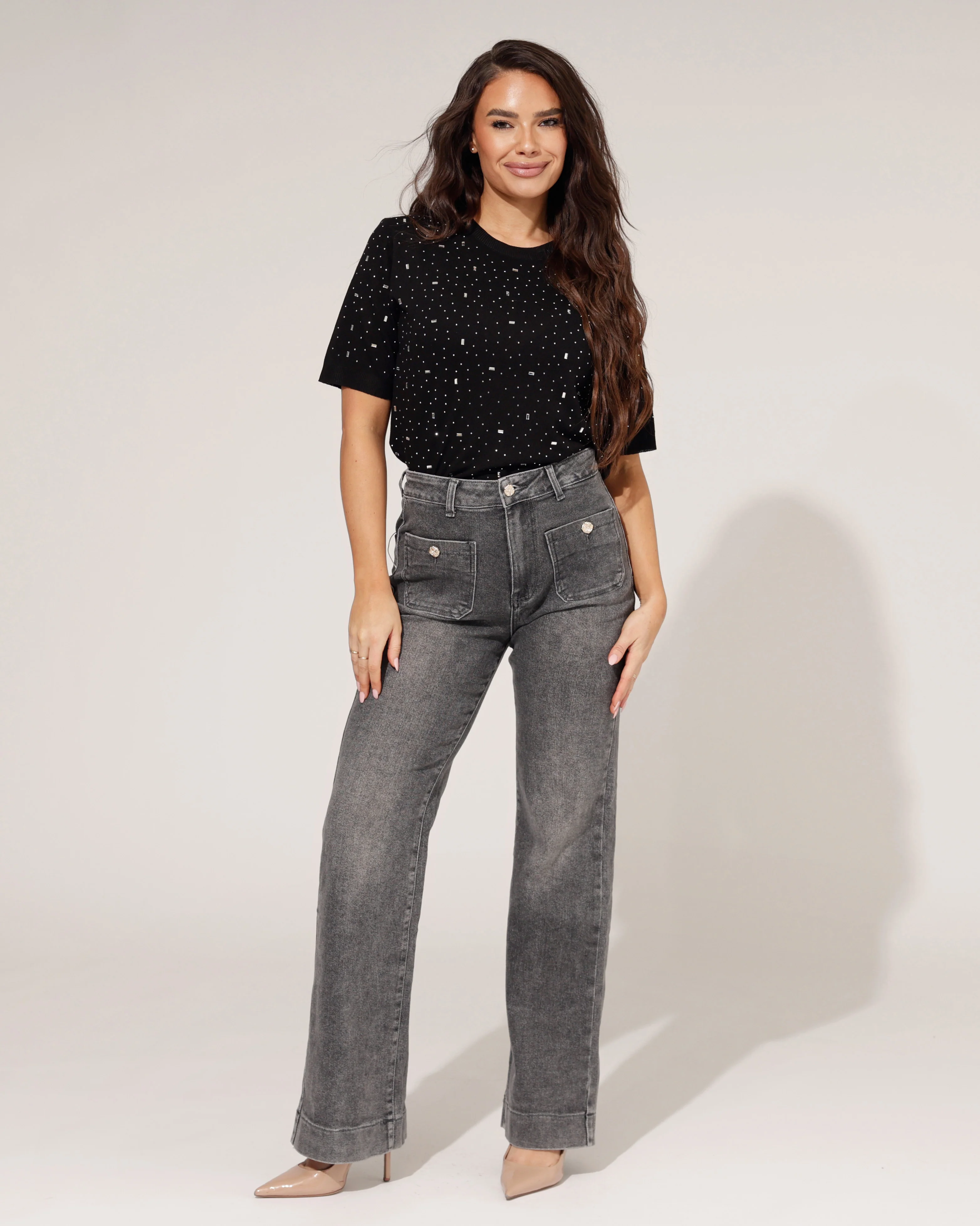 Redseventy | Wide Leg Jeans Belle-11 Grijs