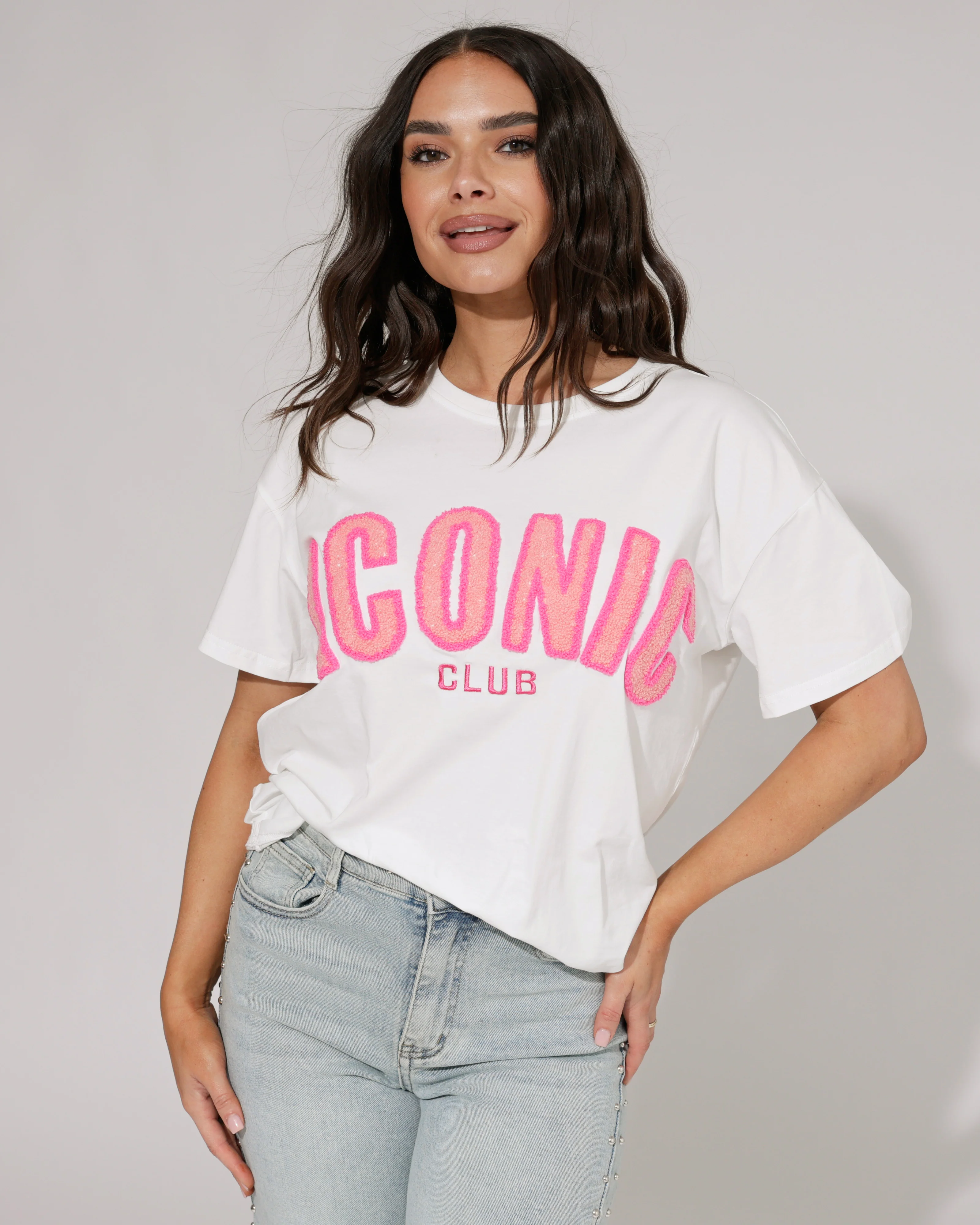 T-shirt ICONIC fuchsia letters Wit - Image 2