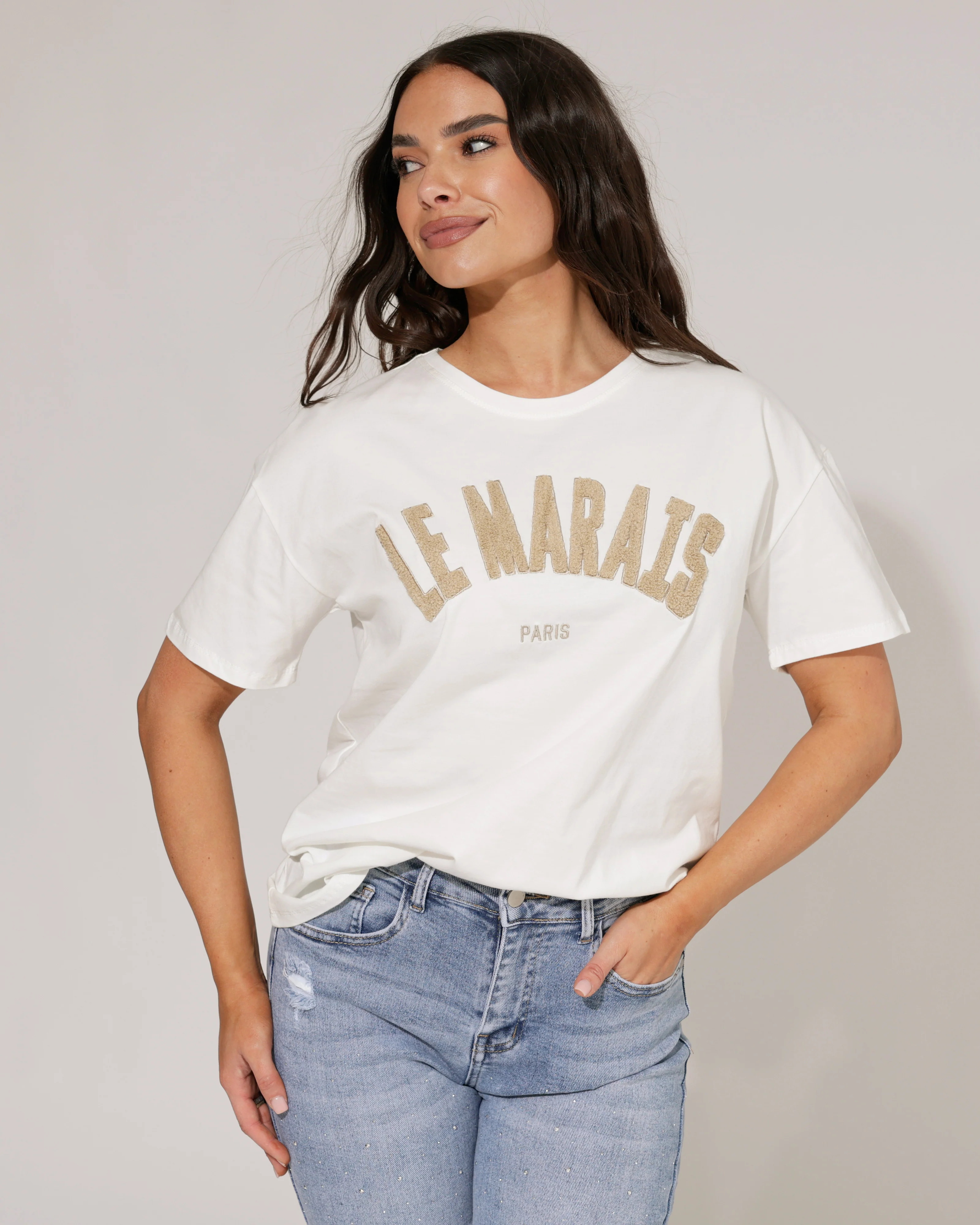 T-shirt le Marais Wit/ Beige