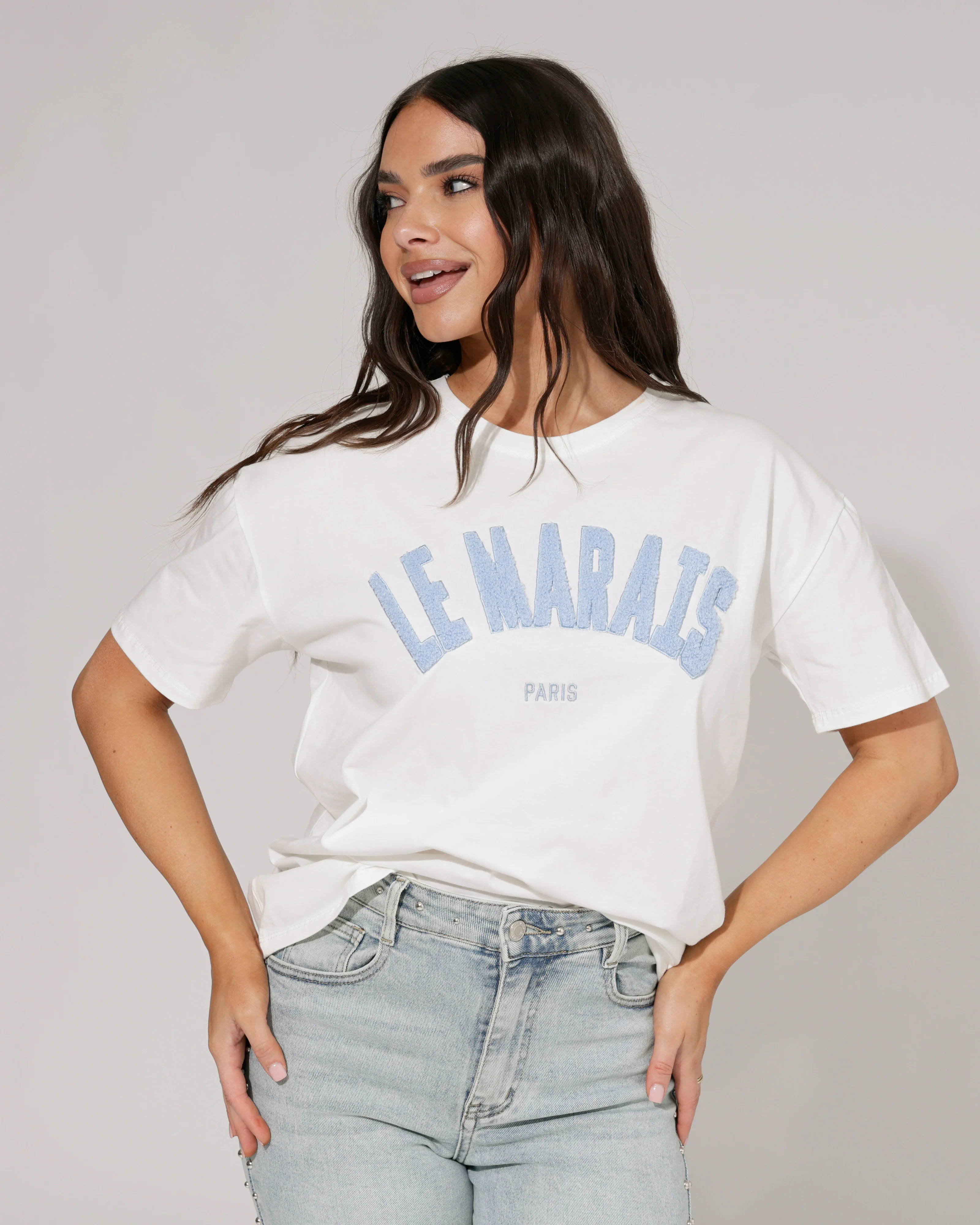 T-shirt le Marais Wit/ Blauw