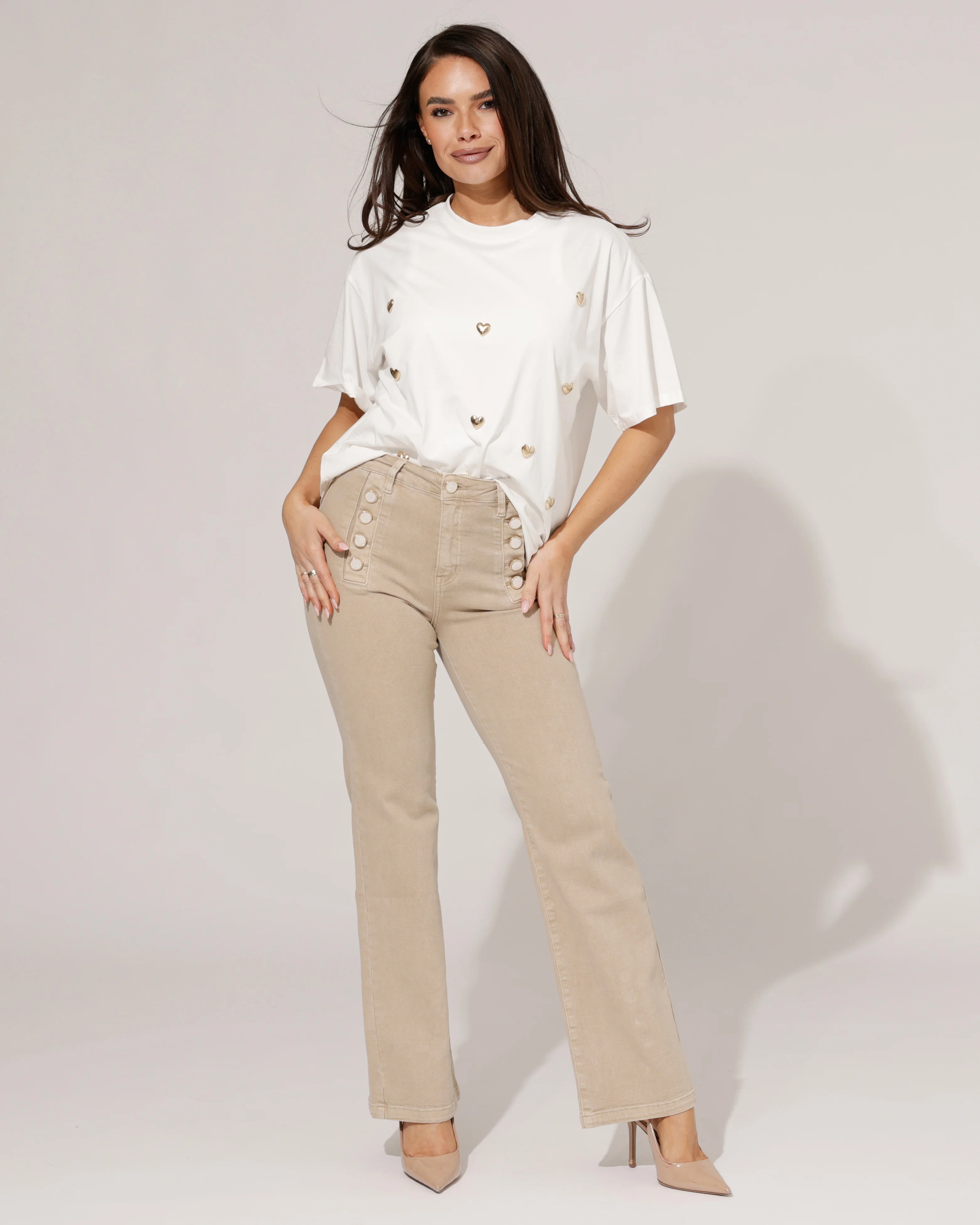 T-shirt met goudkleurige hartjes Wit - Image 3
