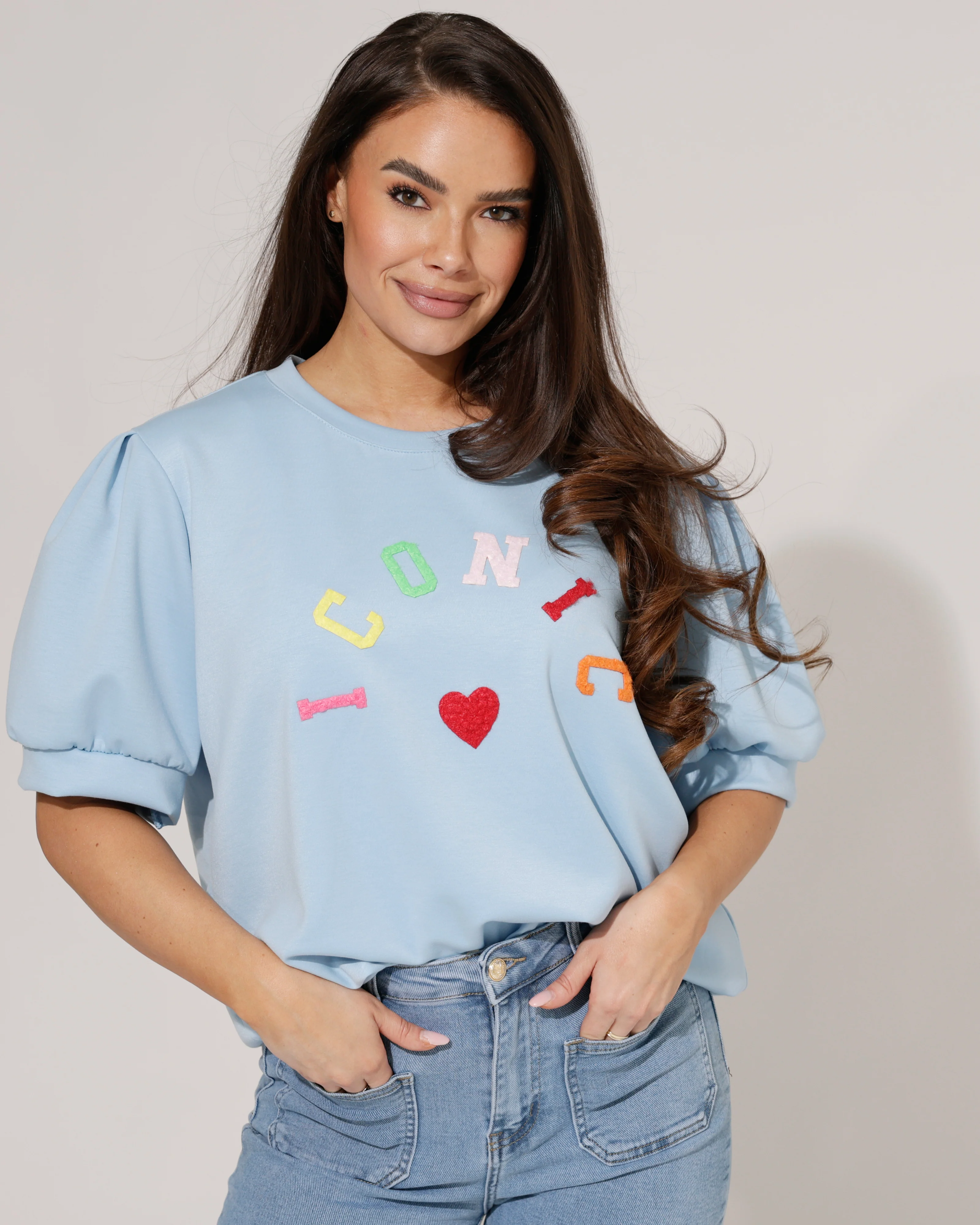 Top Iconic met hart Lichtblauw