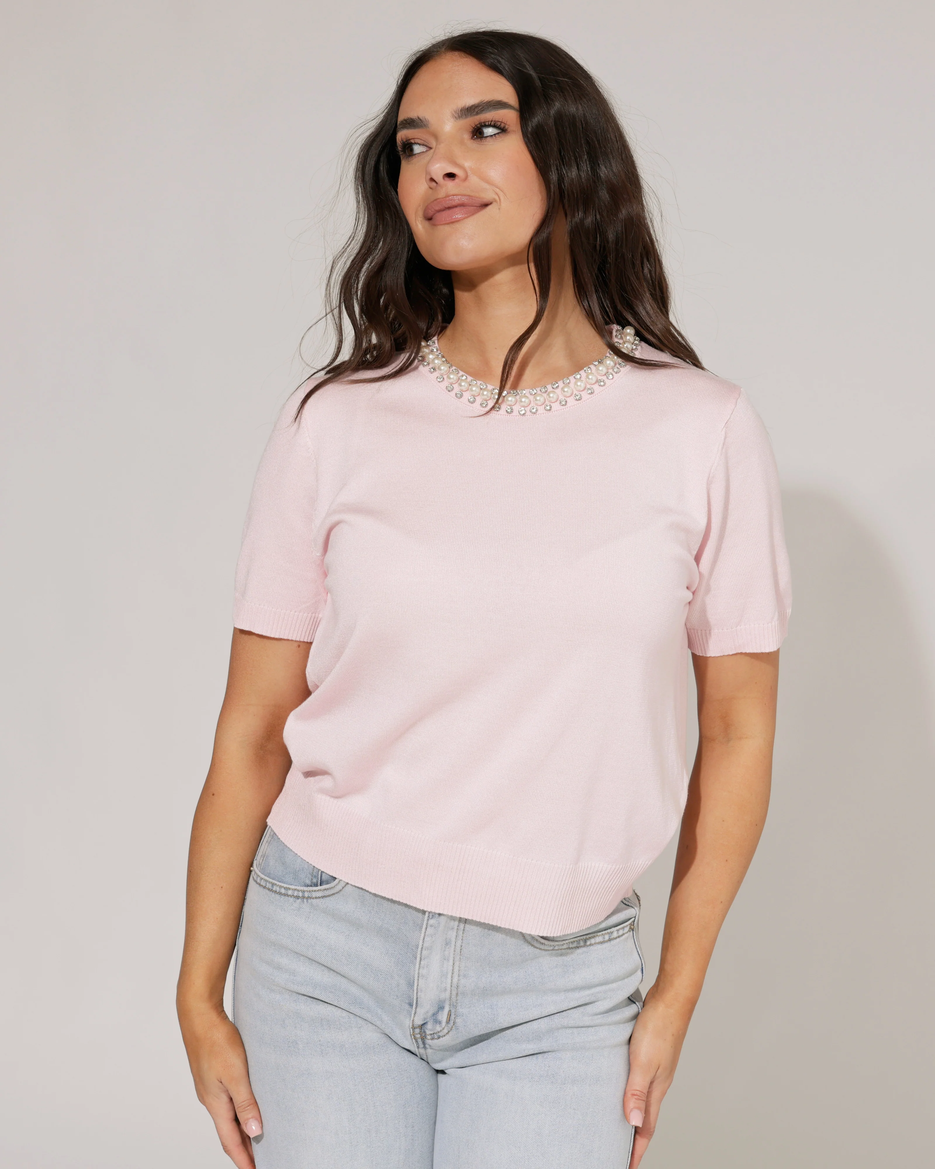 Top met pareltjes Fenna Lichtroze - Image 3
