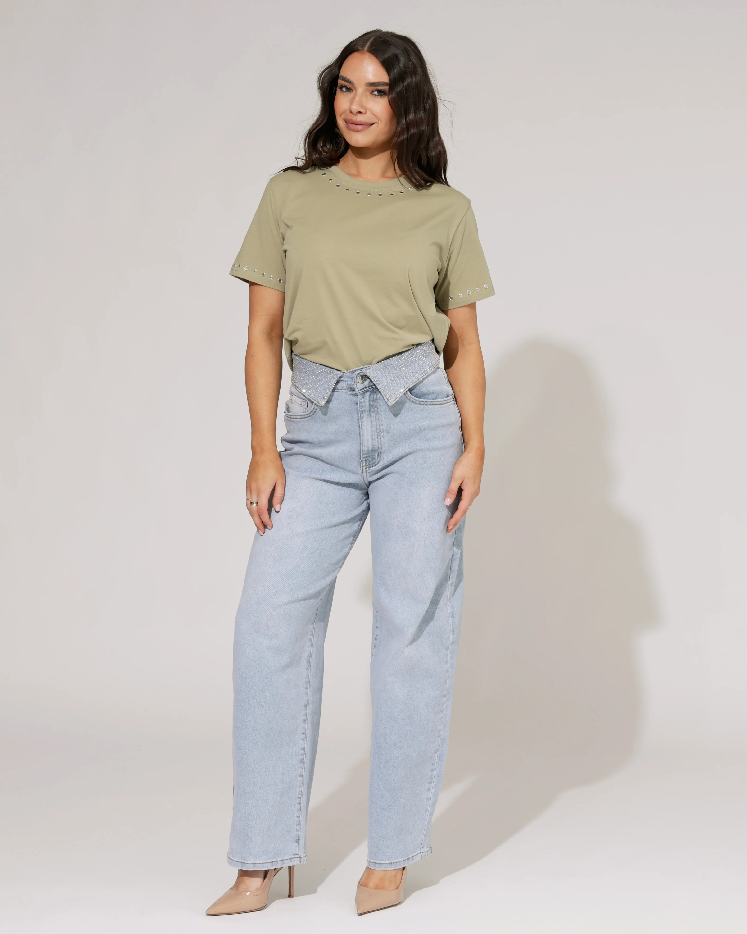 VS Miss | Barrel jeans strass omslag Liv Blauw - Image 9