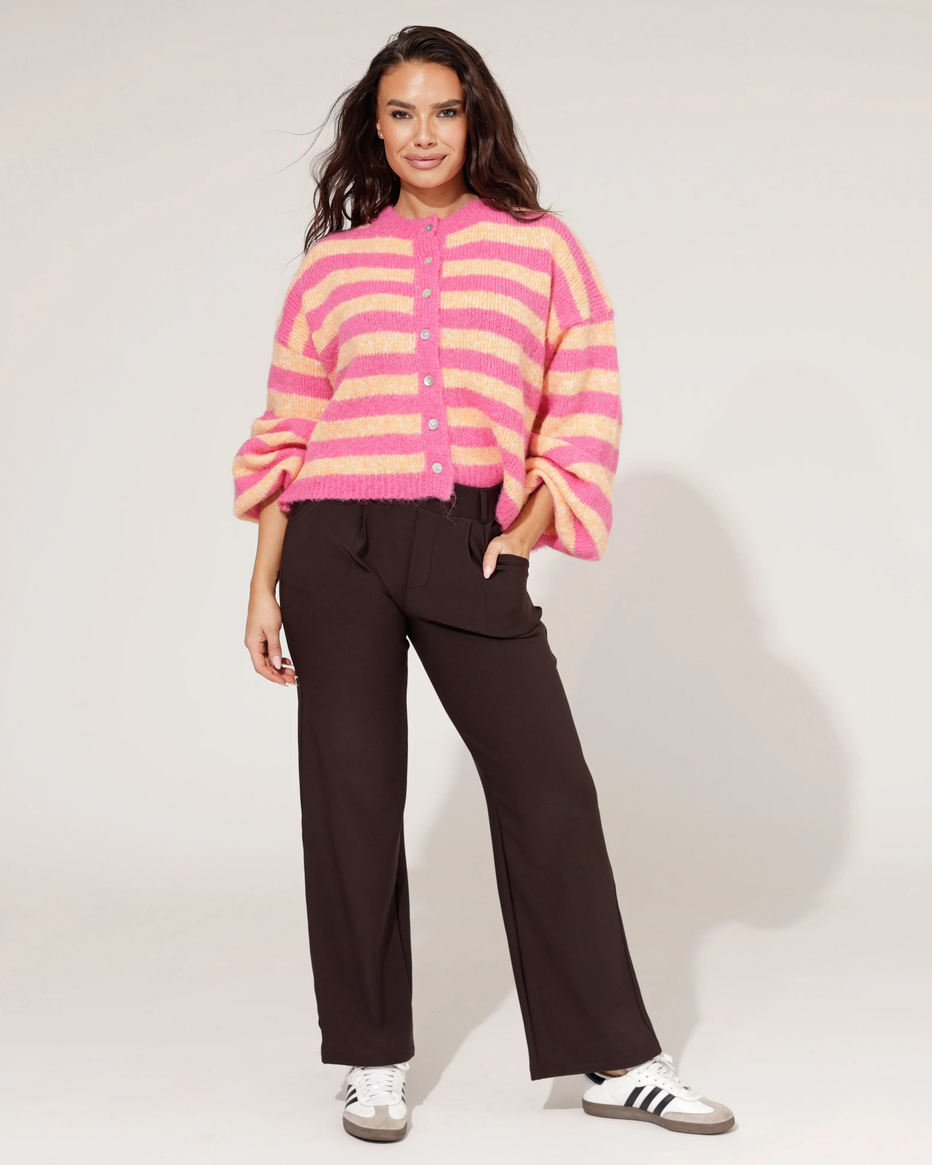 Wide leg broek Quinn Donkerbruin