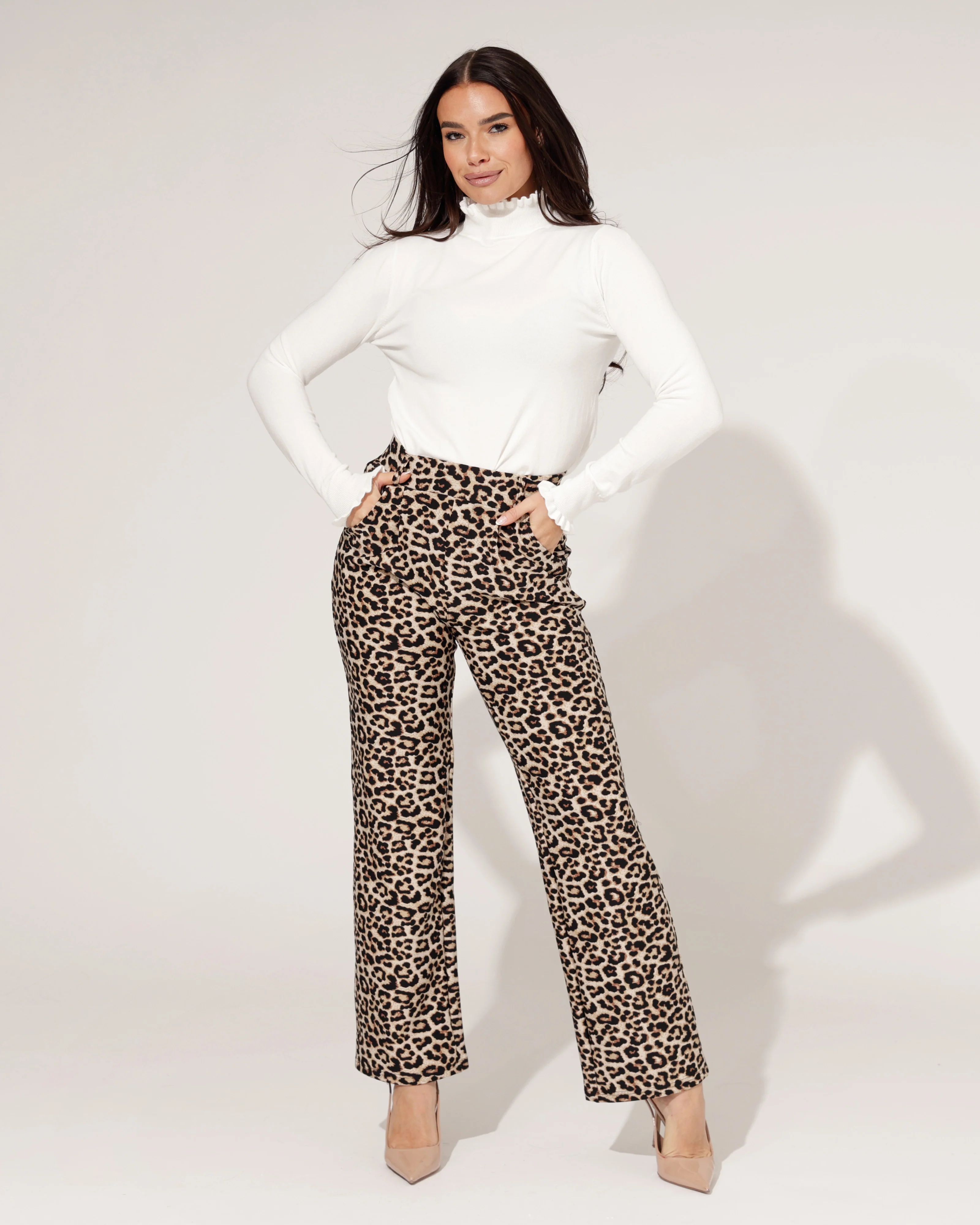 Wide leg broek Quinn Panter Zwart
