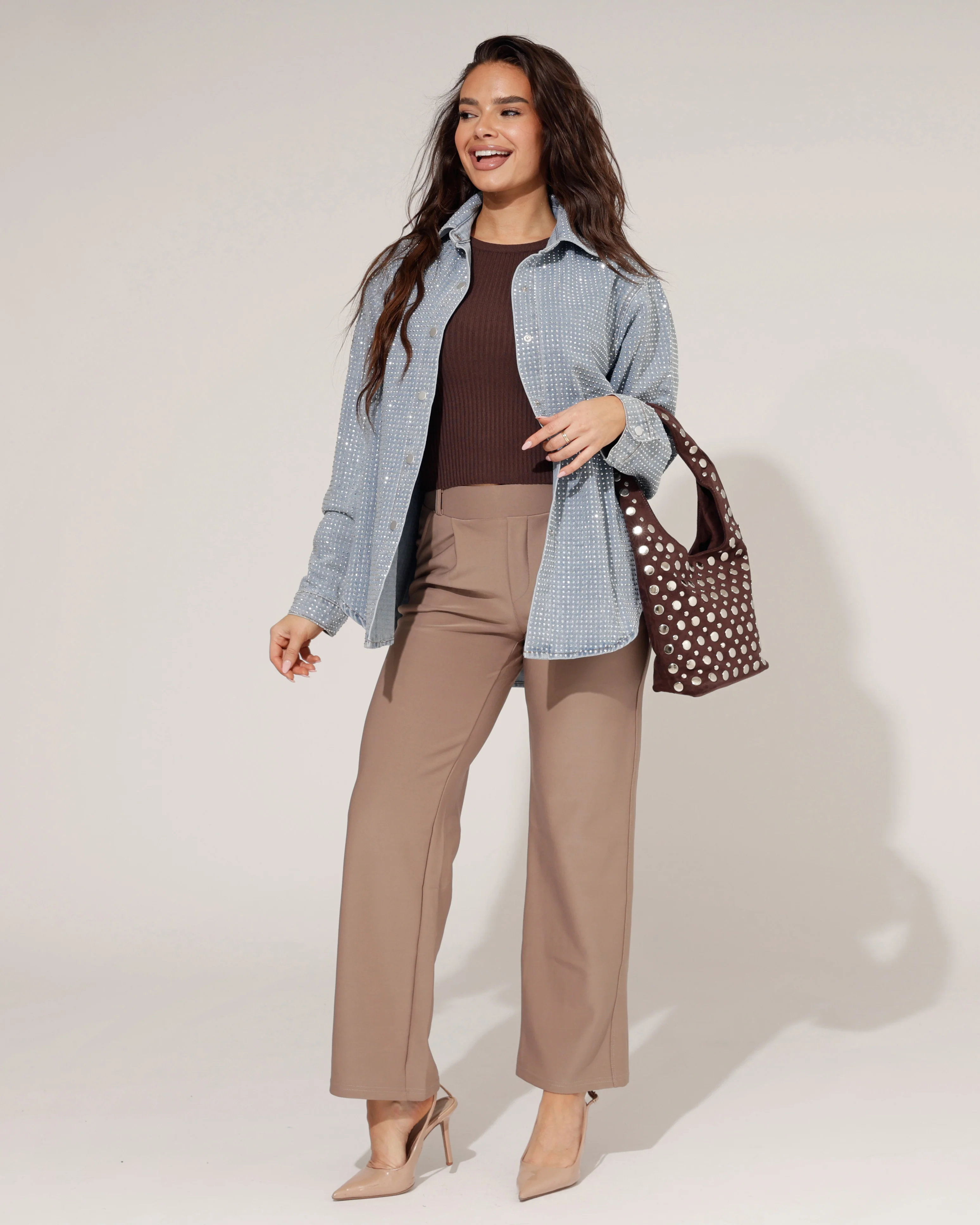 Wide leg broek Quinn Taupe - Image 2