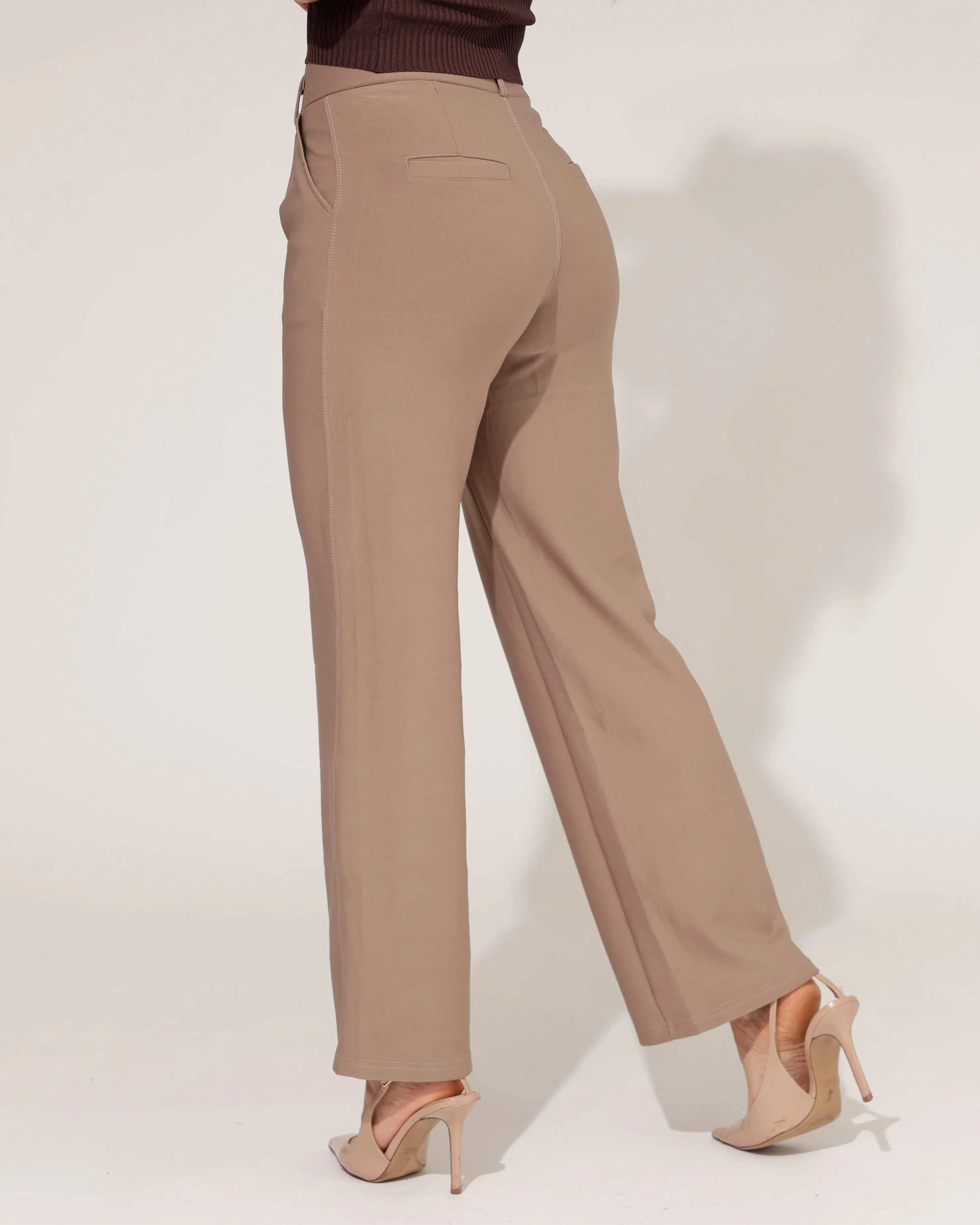 Wide leg broek Quinn Taupe - Image 3