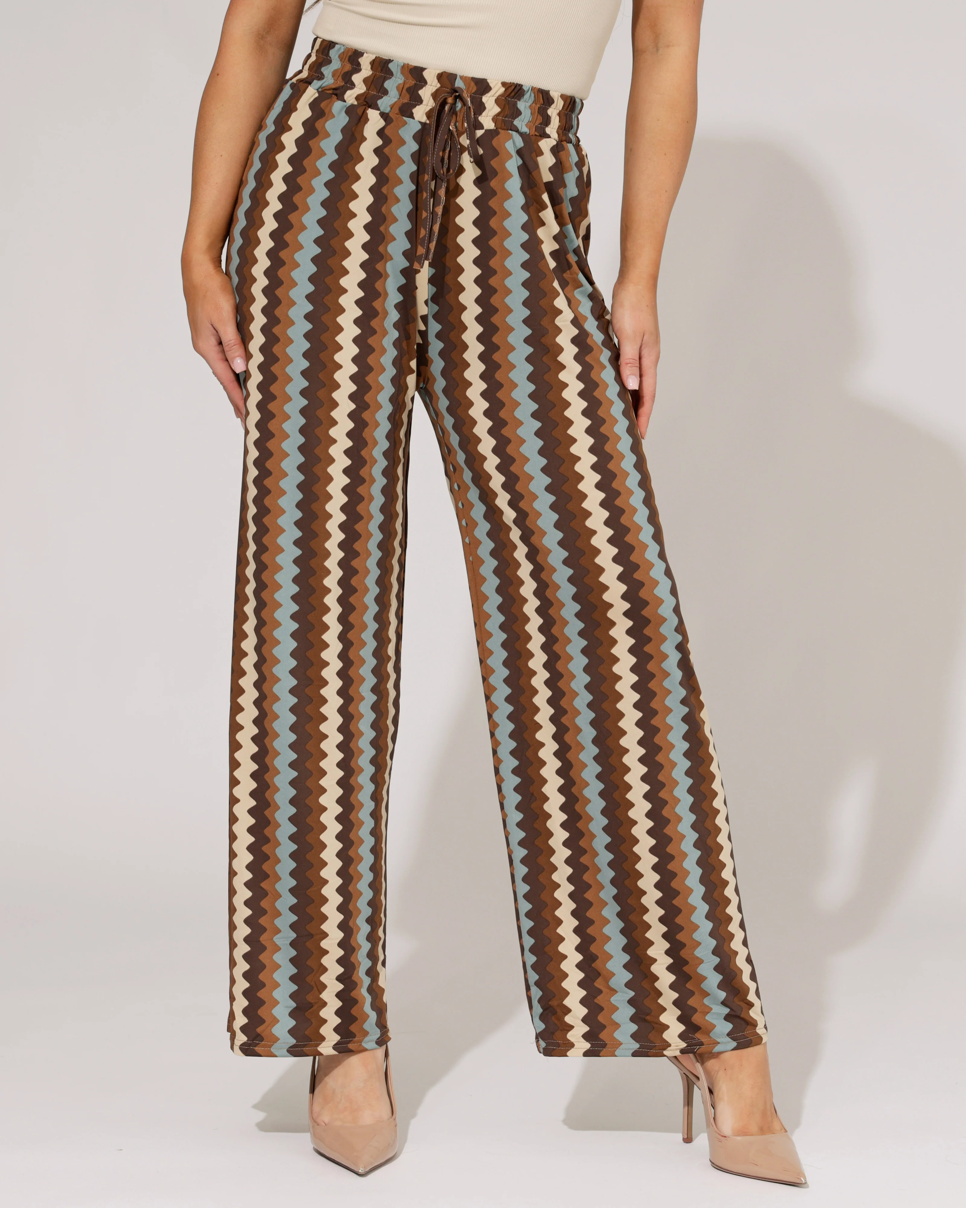 Wijde broek met zigzag print Zara Zand - Image 2
