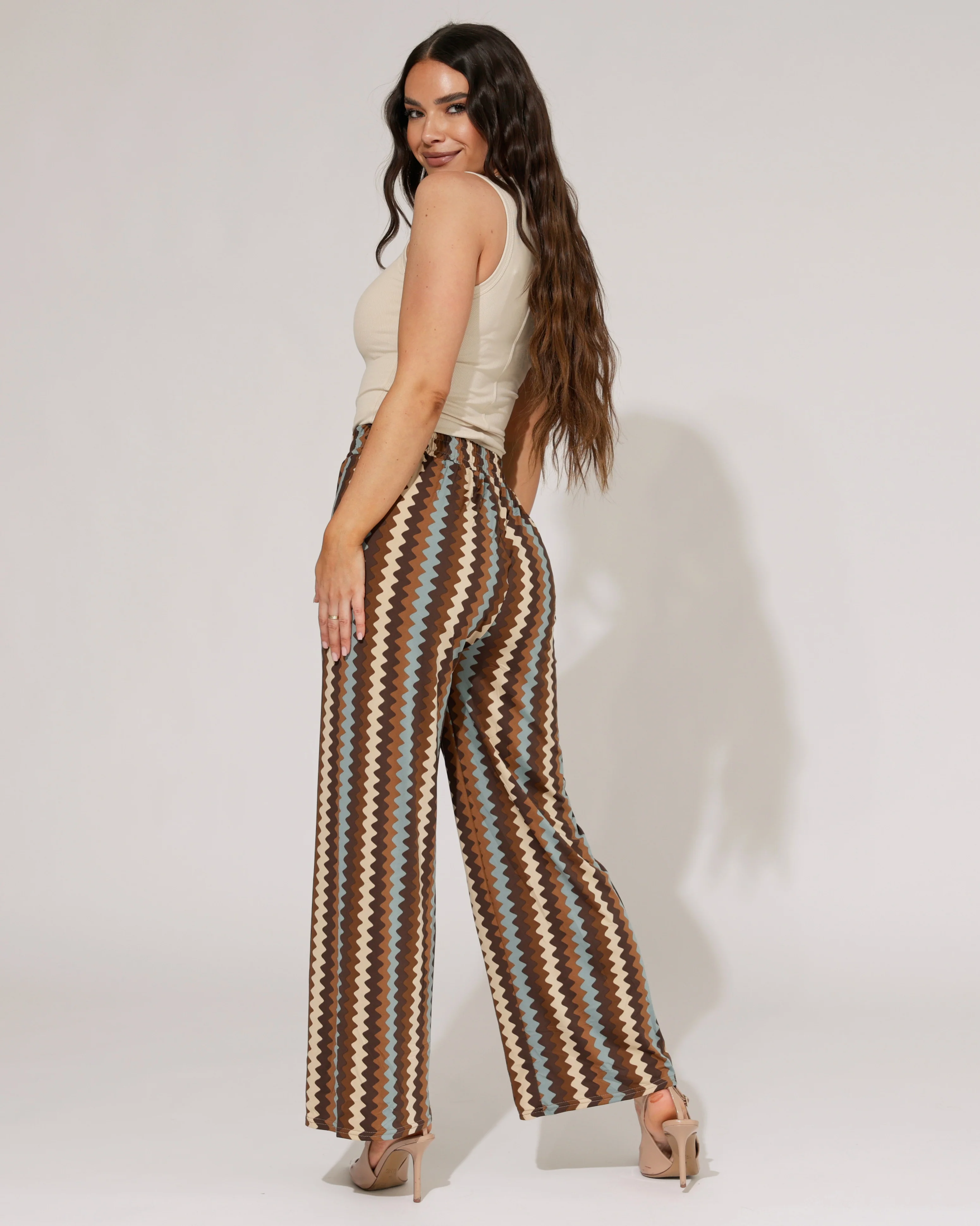 Wijde broek met zigzag print Zara Zand - Image 3