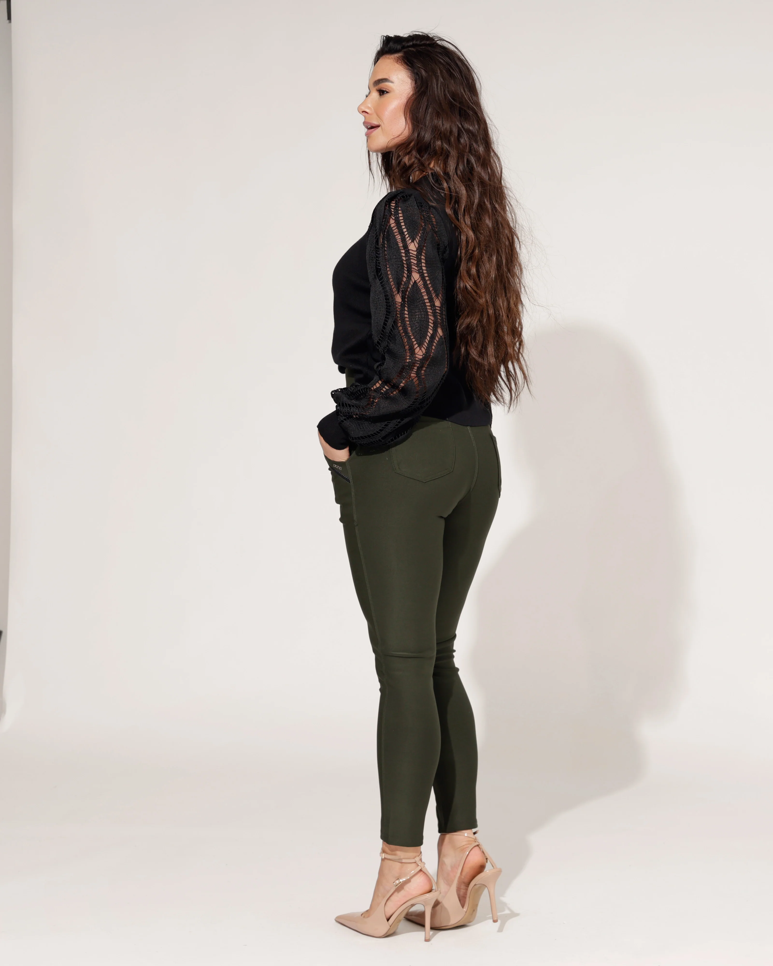 Yu & Me | Stretch broek Livia Donkergroen - Image 3